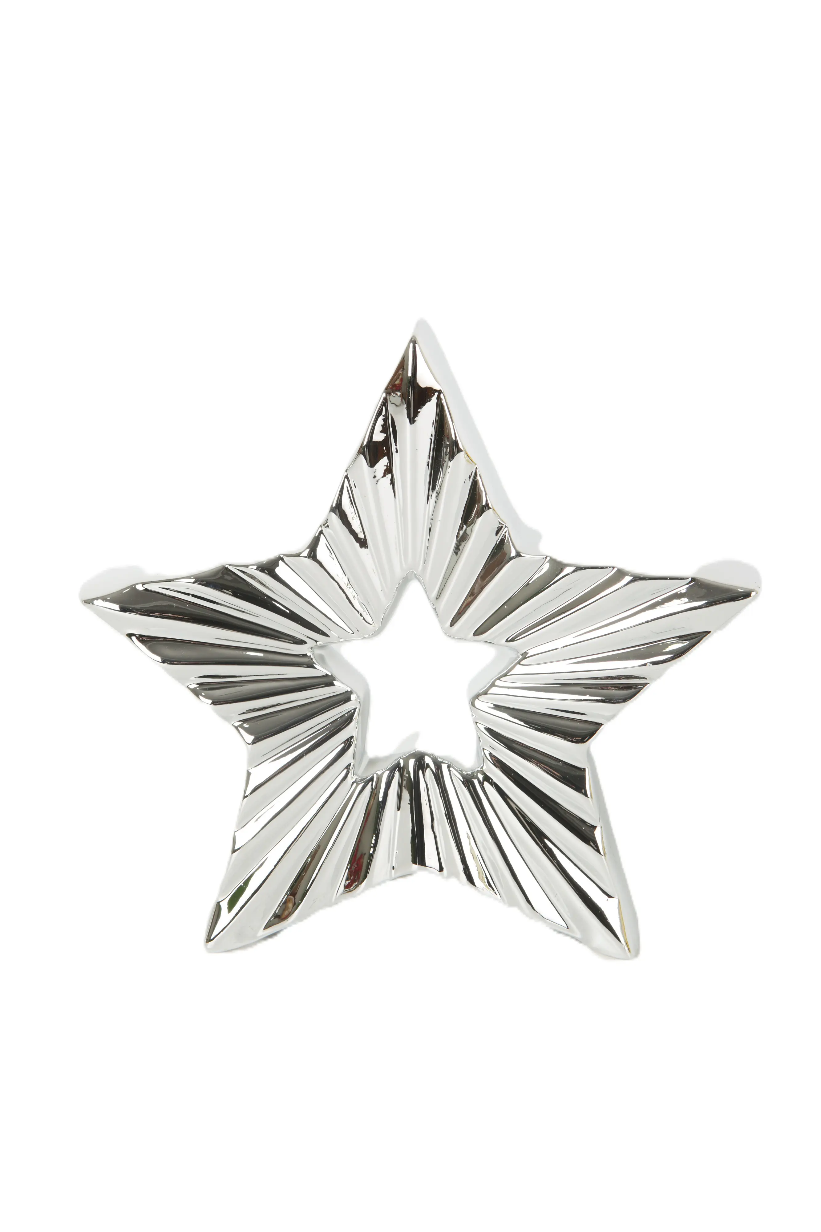 TrendLine Deko Stern Keramik16 x 3,5 x 15 cm silber