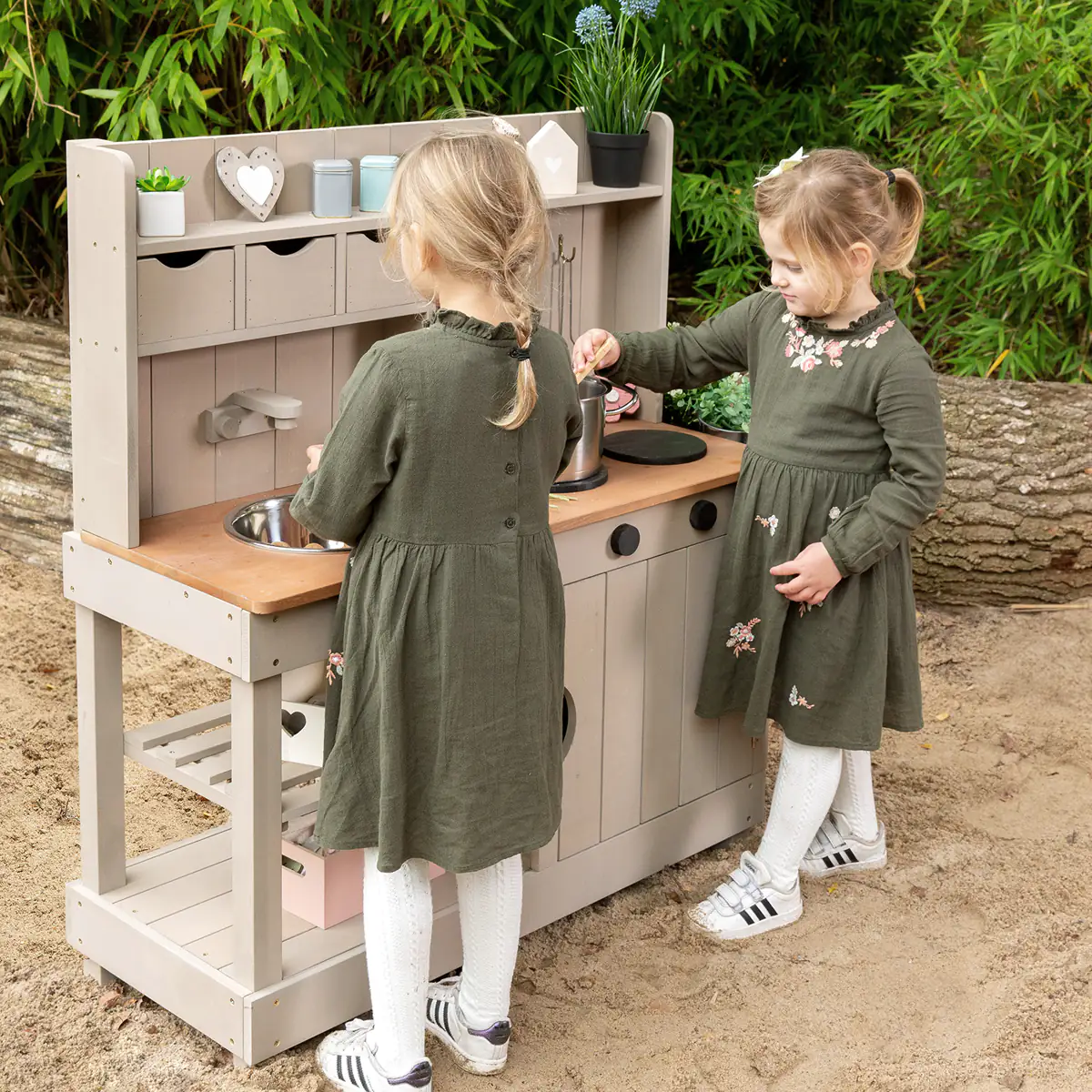Muddy Buddy Matschküche Explorer warmgrau 102 x 40 x 105 cm