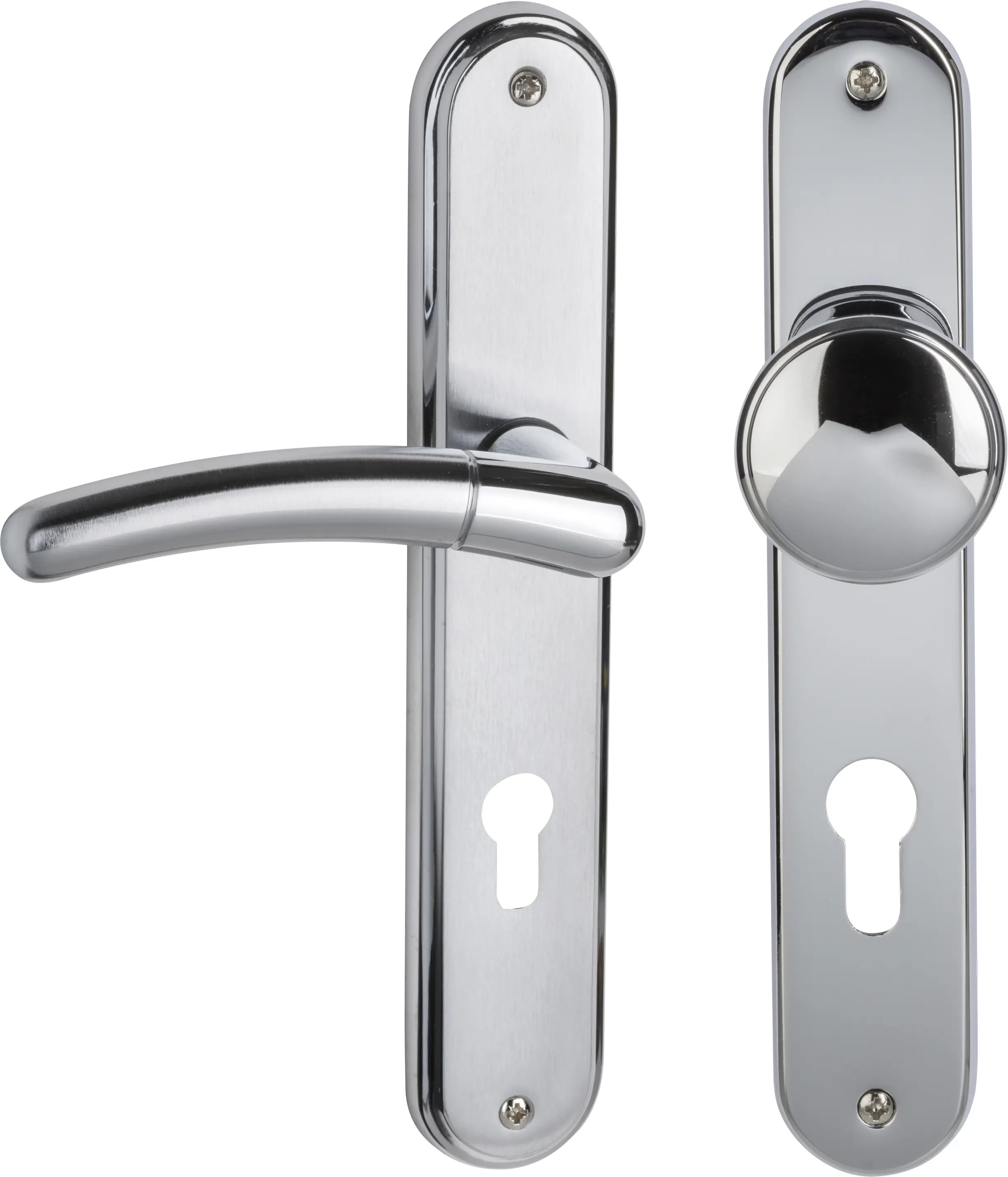 Südmetall Türgriff-Garnitur Langschild Beate PZ Messing poliert/satiniert Drücker rechts chrom 225 x 40 mm