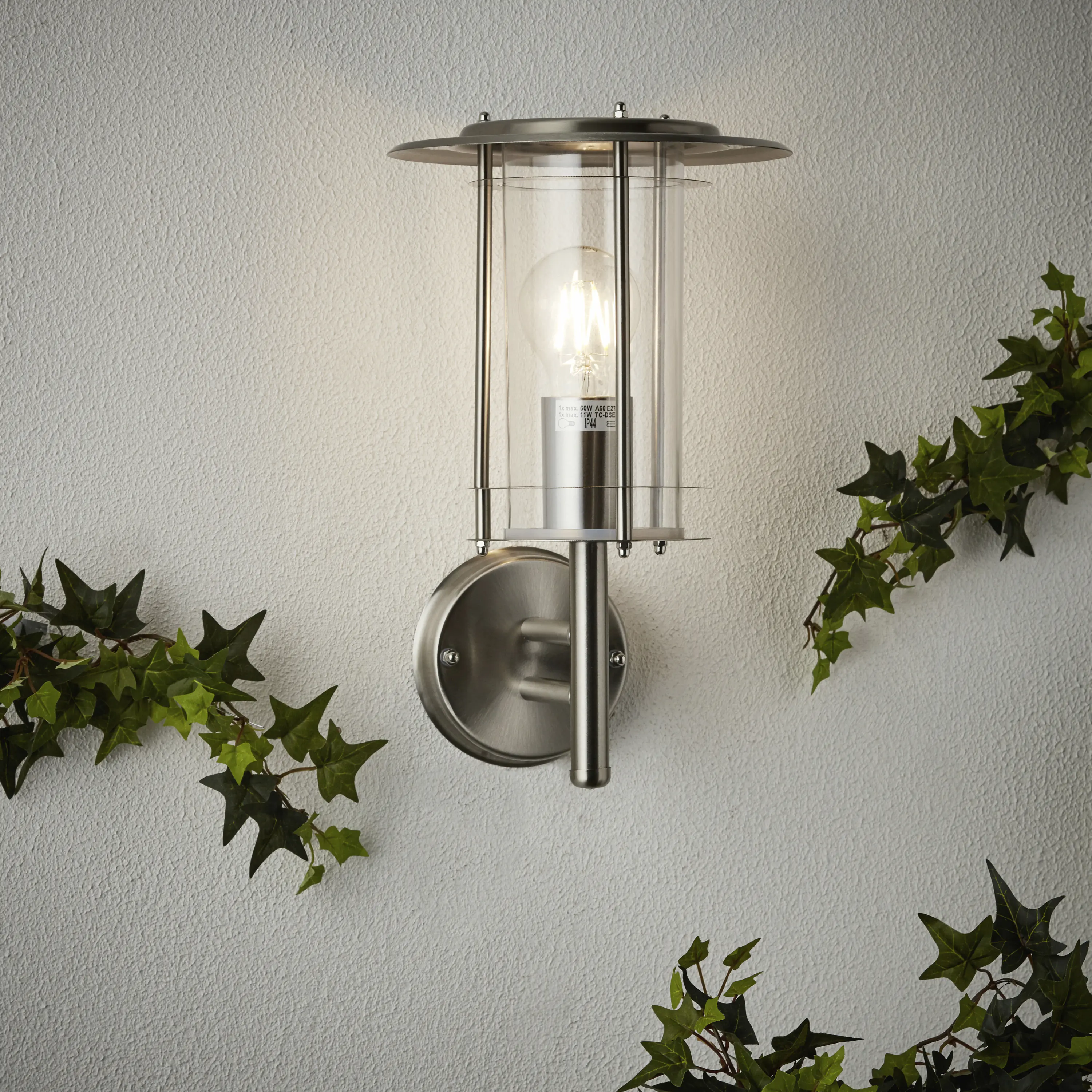 Brilliant Außen-Wandleuchte York edelstahl 32 cm E27 40 W dimmbar