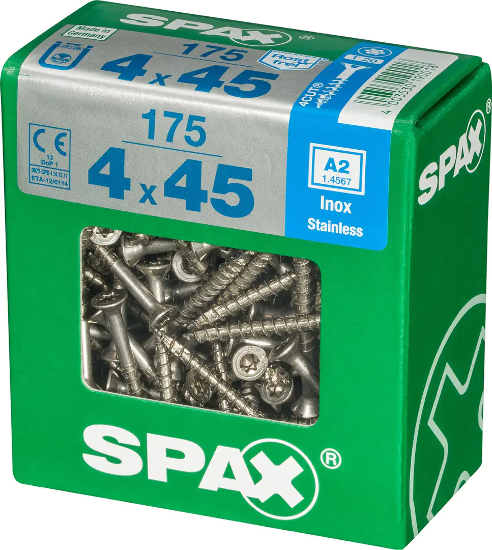 Spax Universalschrauben 4.0 x 45 mm TX 20 - 175 Stück Edelstahl