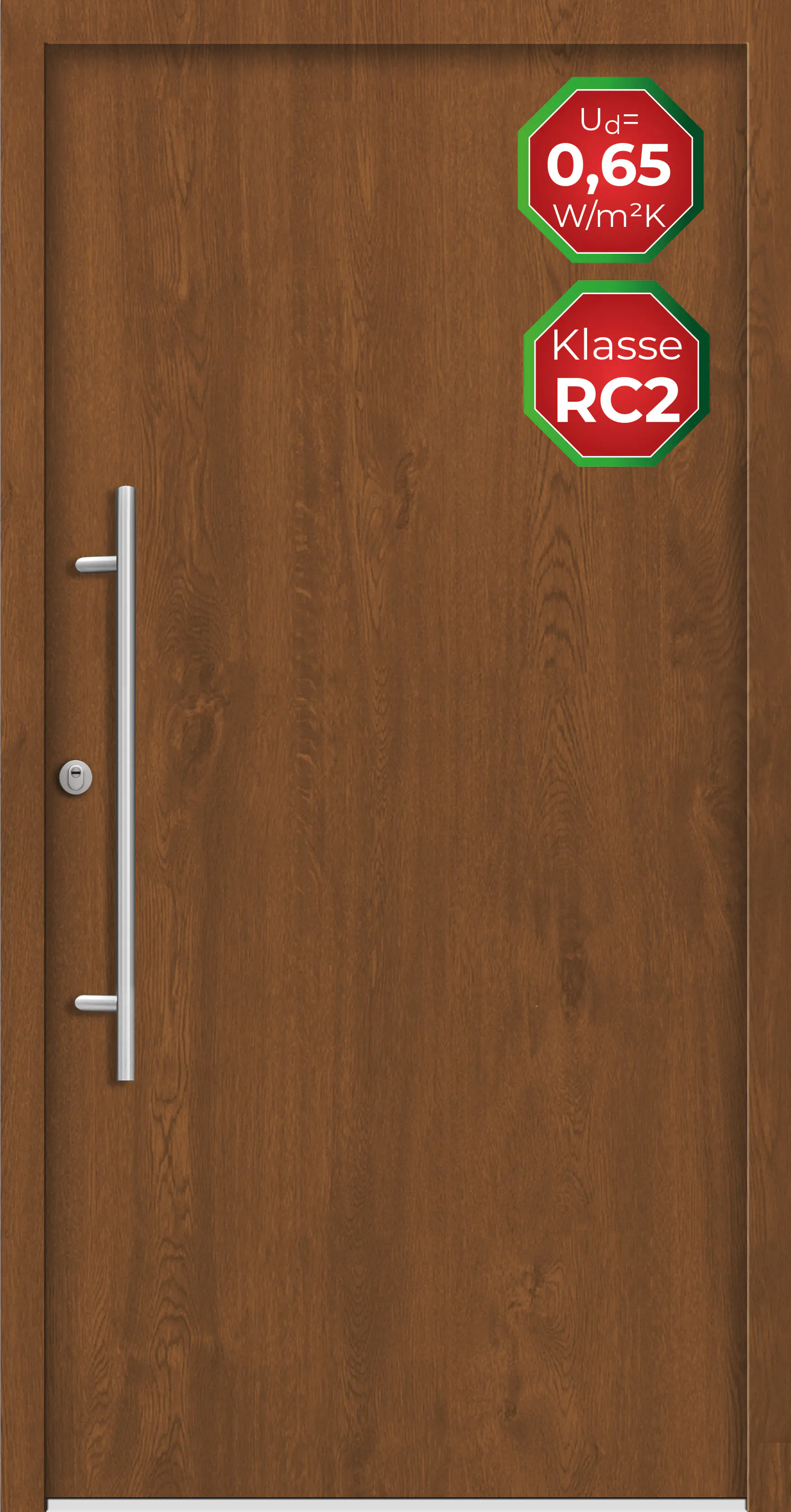 Splendoor Haustür Passivedoor Premium B05 RC2 Golden Oak DIN Links 110 x 210 cm