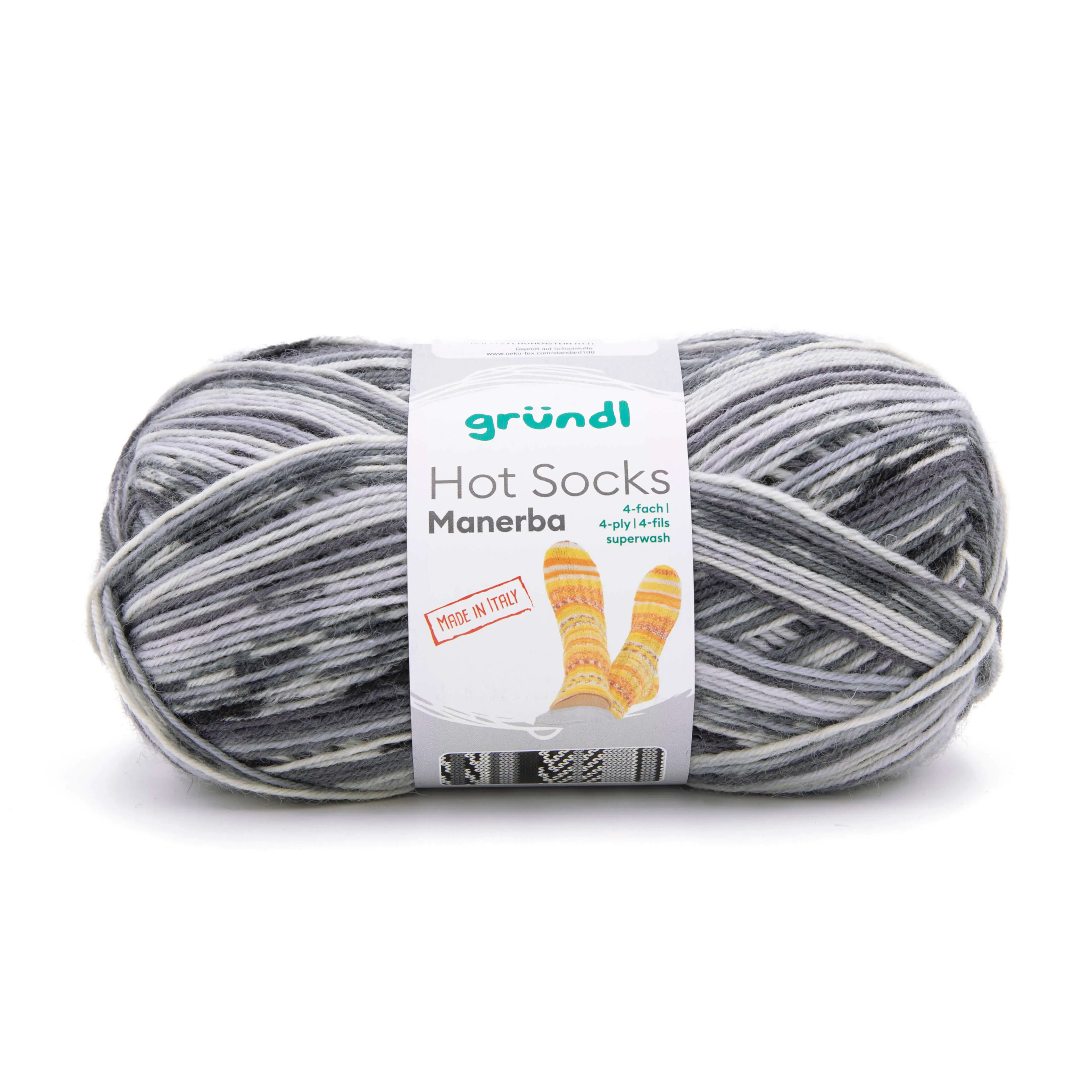 Gründl Wolle Hot Socks Manerba 4-fach 100 g mausgrau-anthrazit-natur
