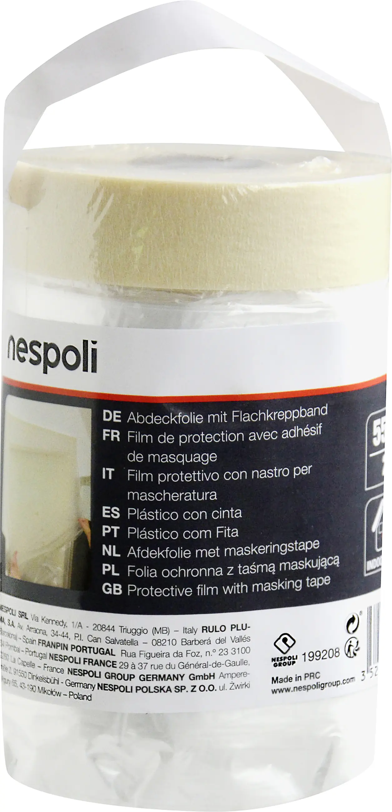Nespoli Abdeckfolie mit Flachkreppband 25 m x 55 cm