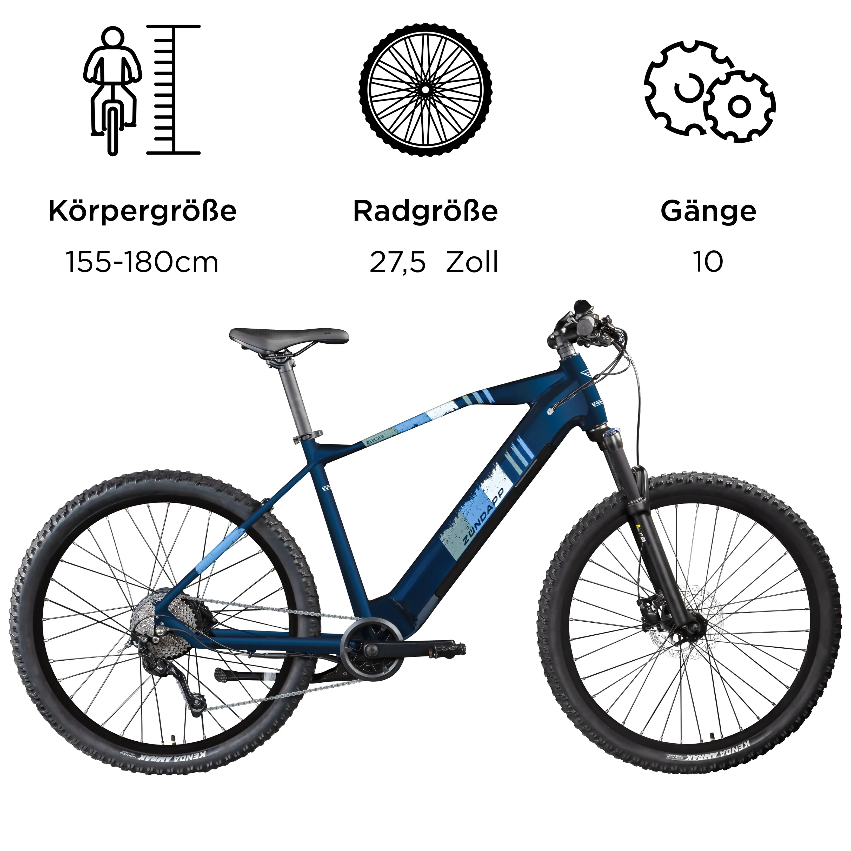 Zündapp E-Bike Z808 MTB 27,5 Zoll 10-Gang 550 Wh dunkelblau