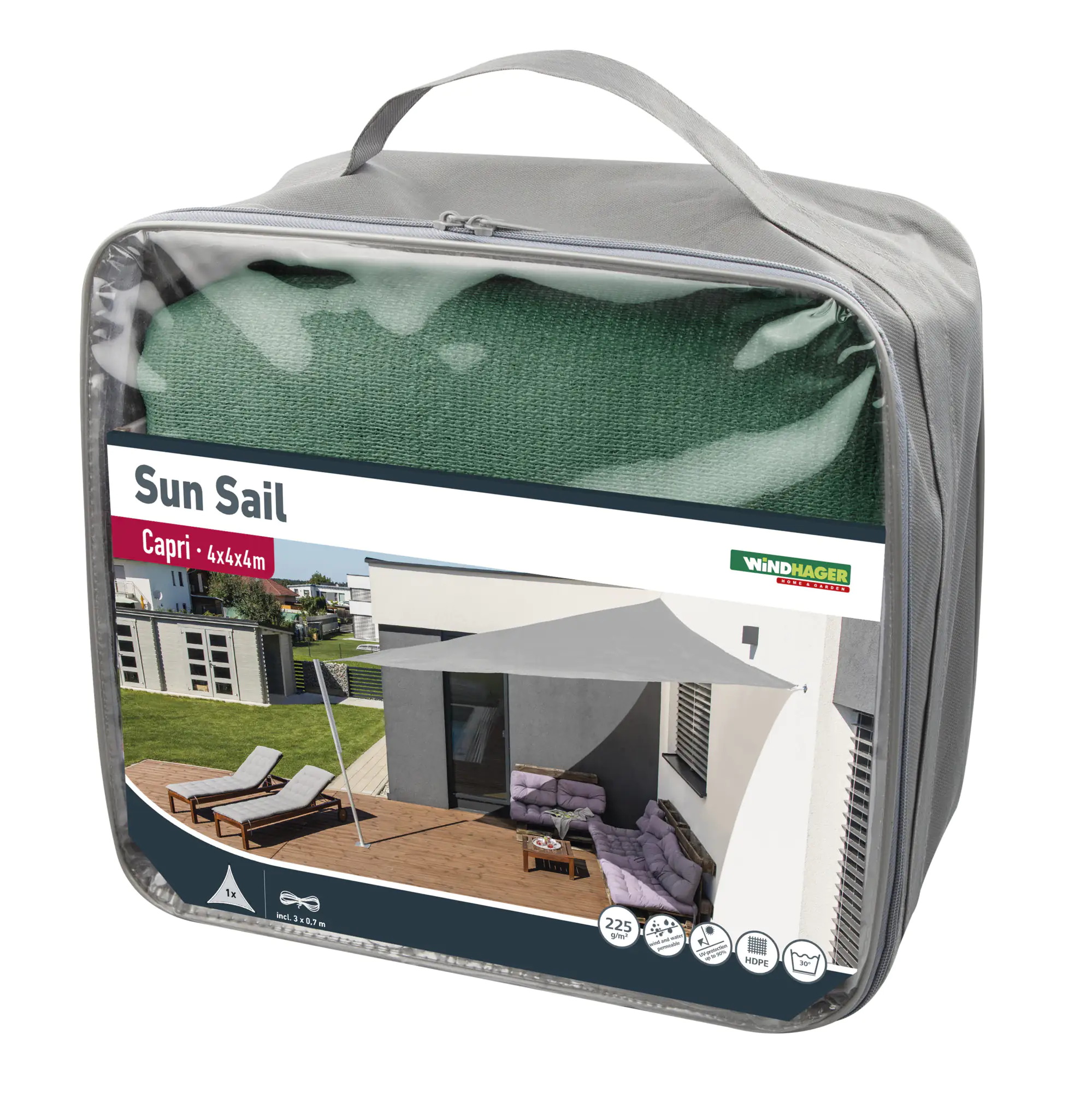 Windhager Sonnensegel Capri olive 4 x 4 x 4 m