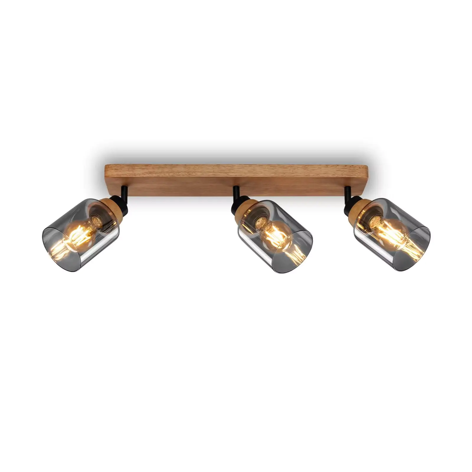 Briloner Spotleuchte mit Holz, Rauchglas 3xE27