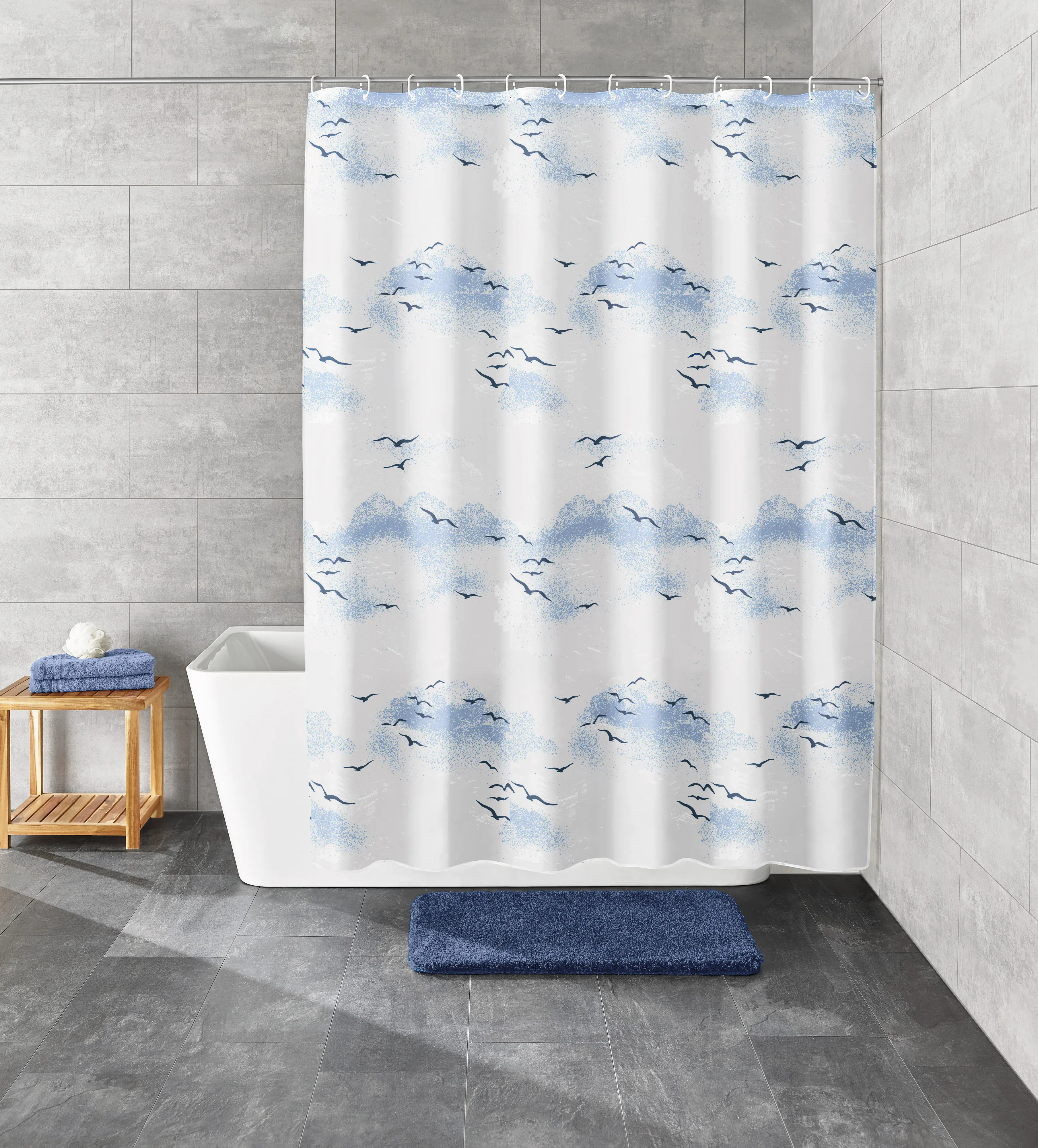 Kleine Wolke Duschvorhang Sky Polarblau 180 x 200cm