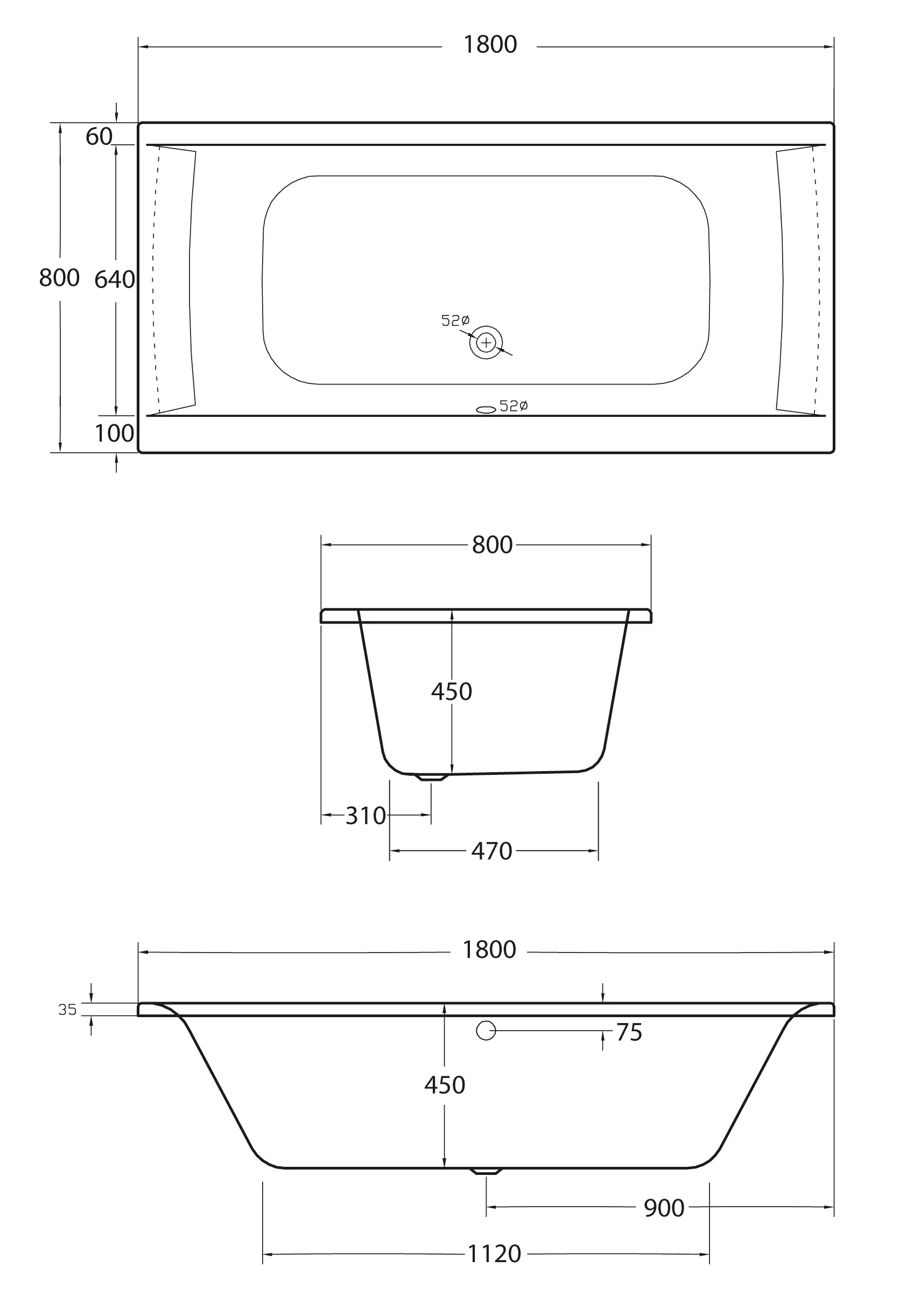 Ottofond Whirlpool-Komplettset Rosa 180 x 80 cm, weiß