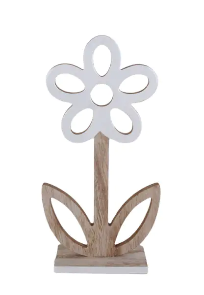 TrendLine Deko Blume Holz 29 cm braun weiß