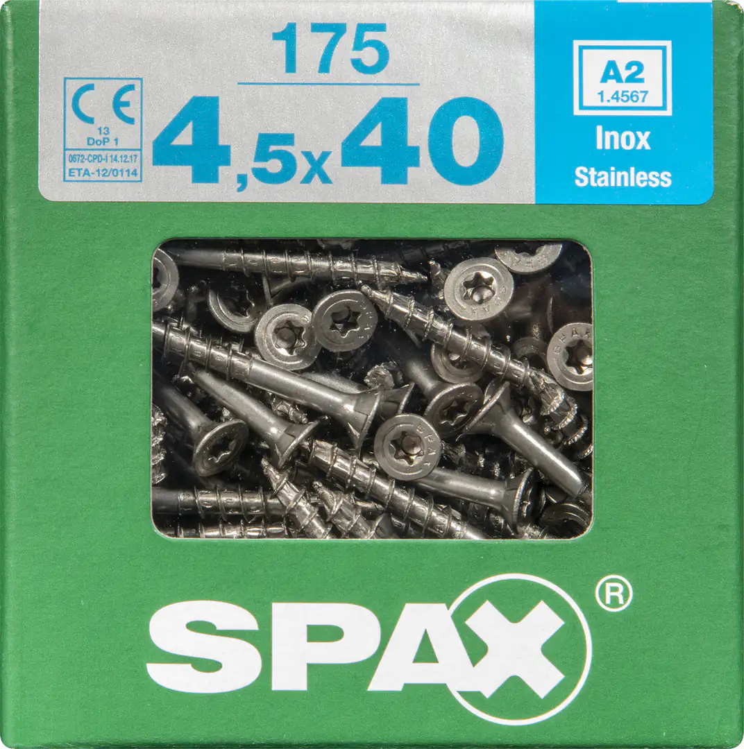 Spax Universalschrauben 4.5 x 40 mm TX 20 - 175 Stück Edelstahl