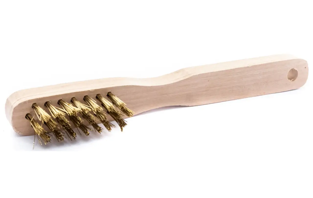 TrendLine Drahtbürste Messing 3-reihig Holzgriff