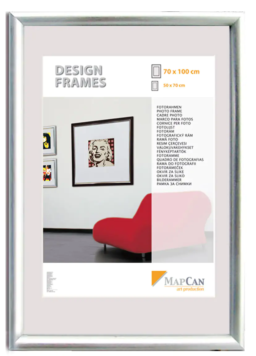 Kunststoff Bilderrahmen Design Frames silber, 50 x 70 cm