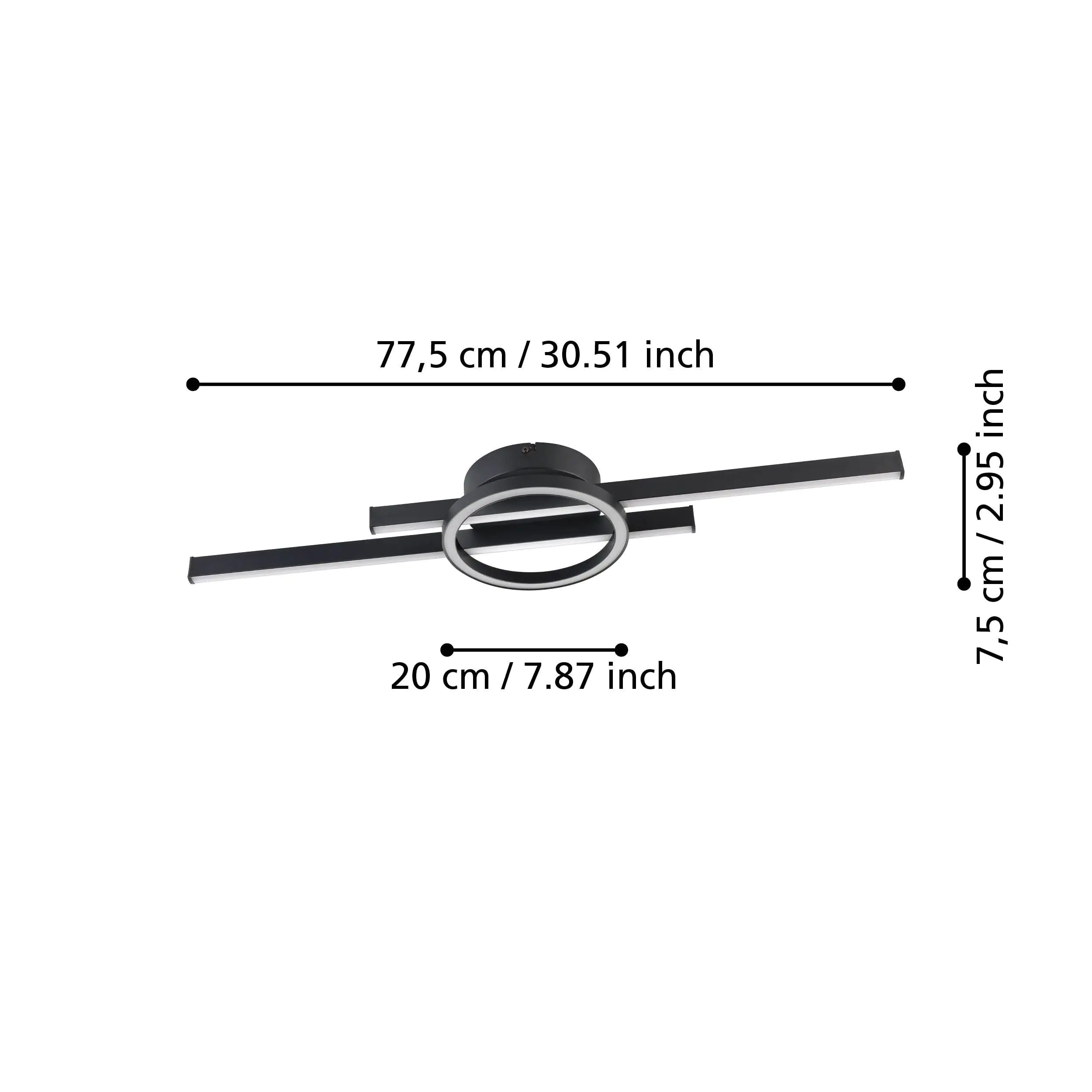 Eglo LED Deckenleuchte Amandolo schwarz weiß 77,5 x 20 cm