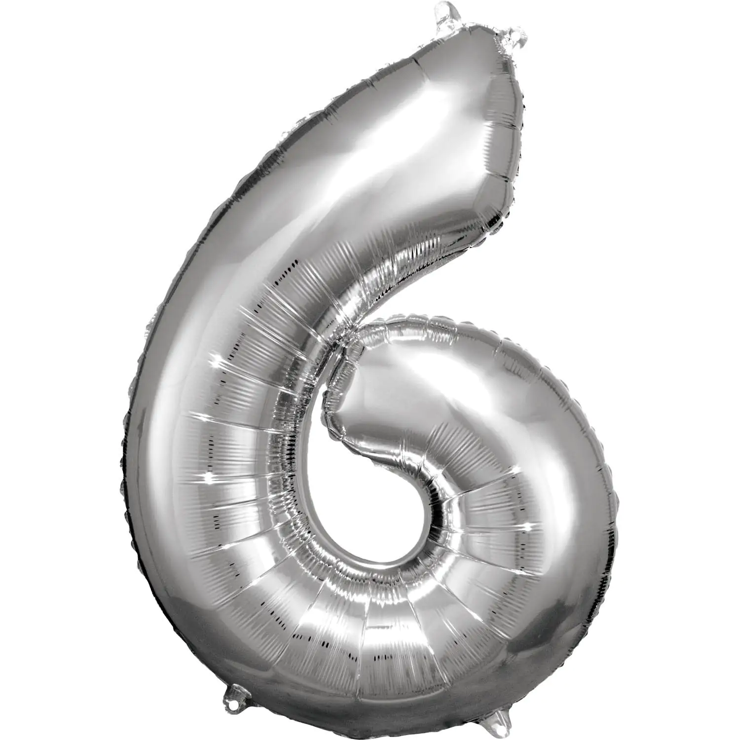 Folienballon Zahl 6 silber 60 cm x 86 cm