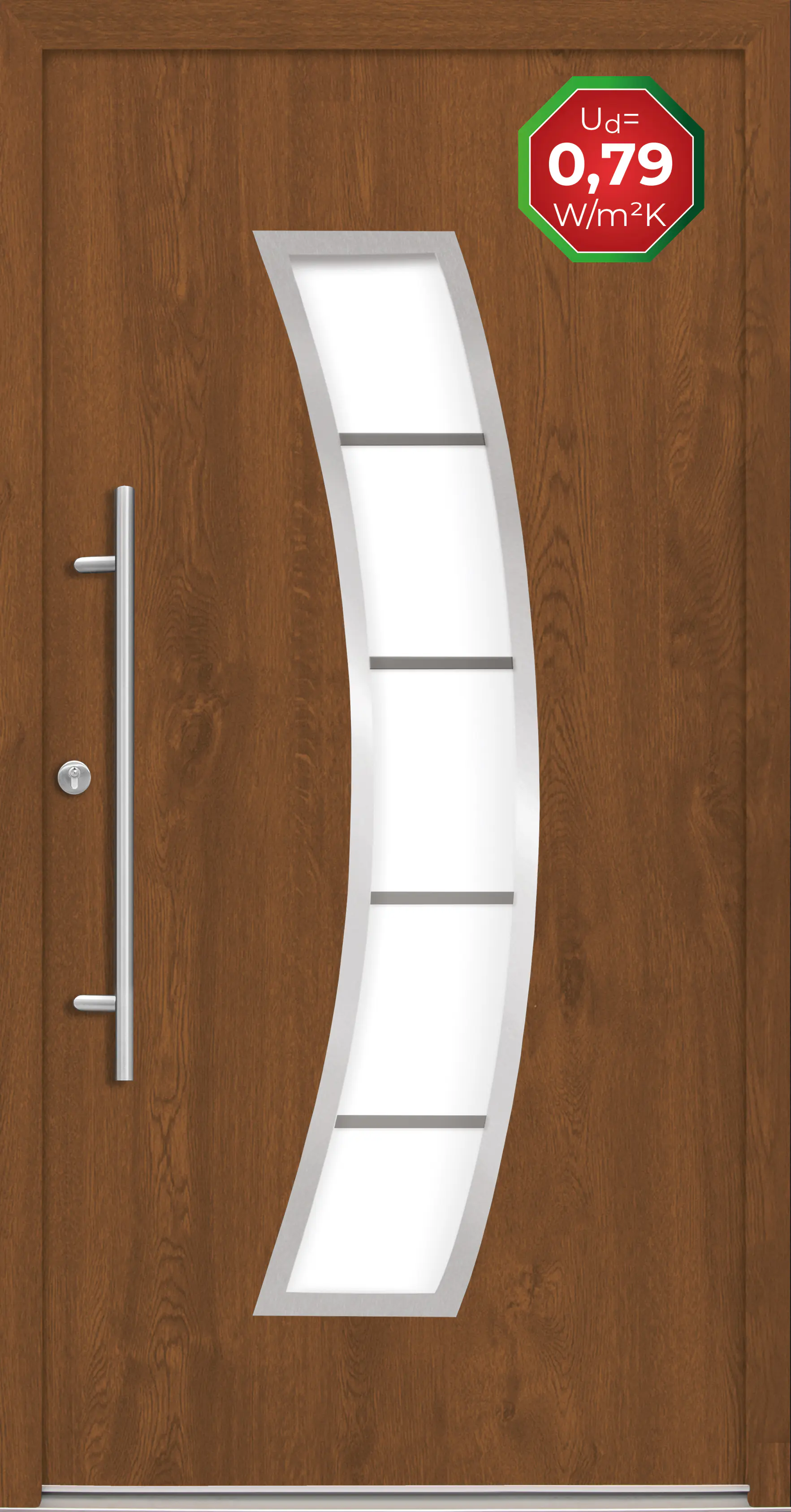 Splendoor Haustür Passivedoor Premium P14 Golden Oak DIN Links 110 x 210 cm