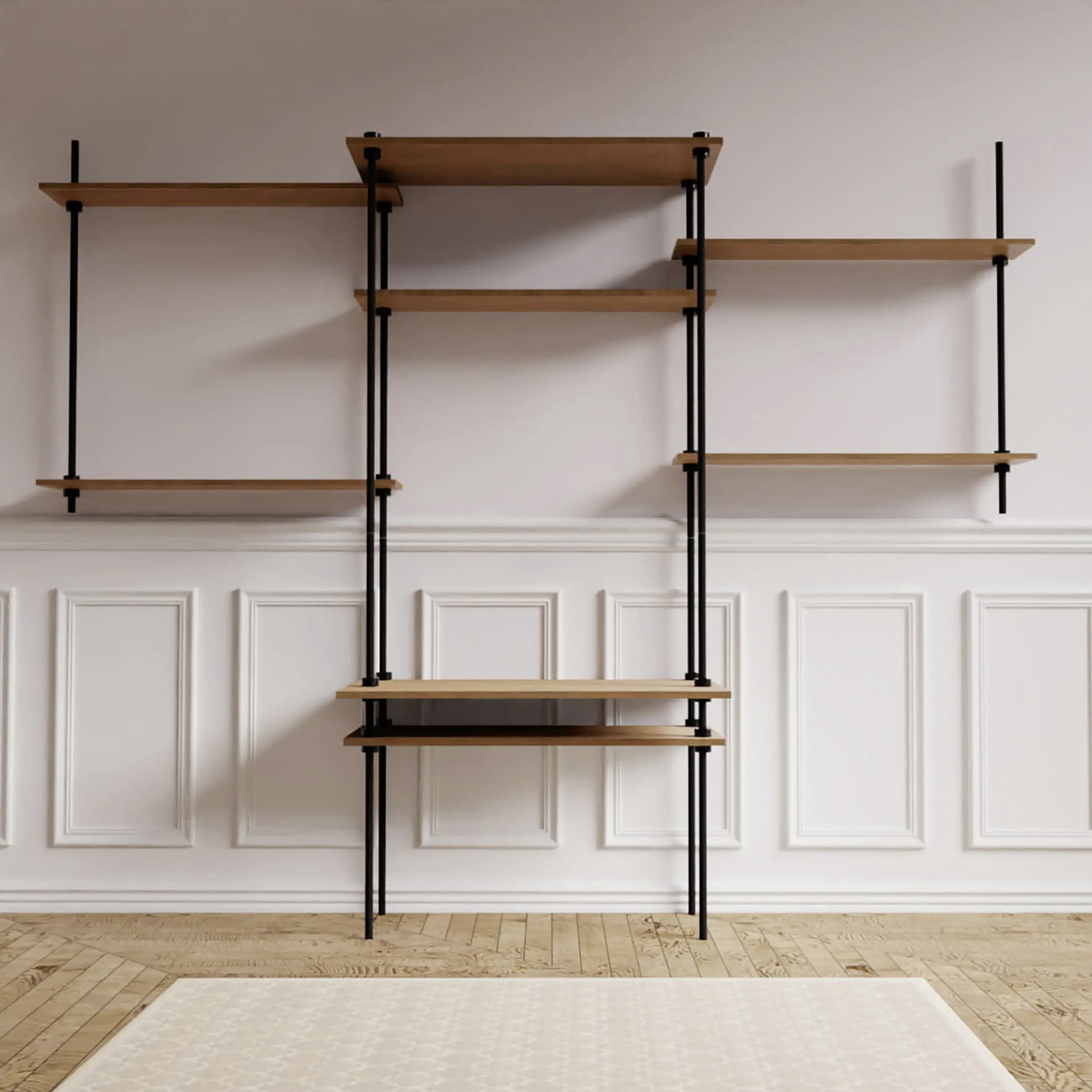 Ar Shelving Schreibtisch-Set mit Wandregal Deco Set Nebraska 185 x 150 cm