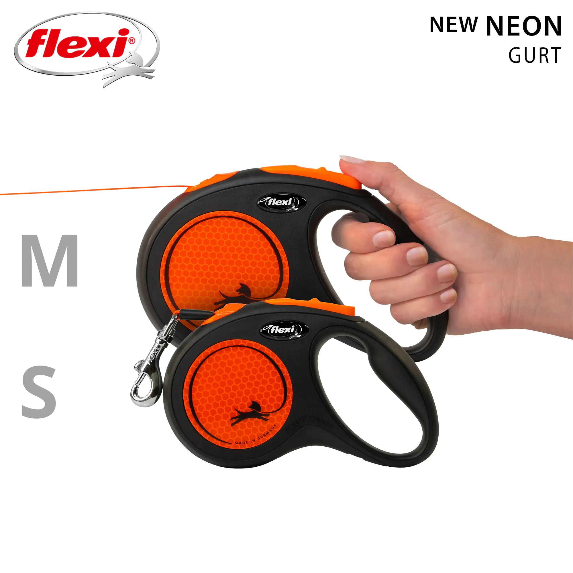 Flexi Hundeleine New Neon Gurt S neonorange