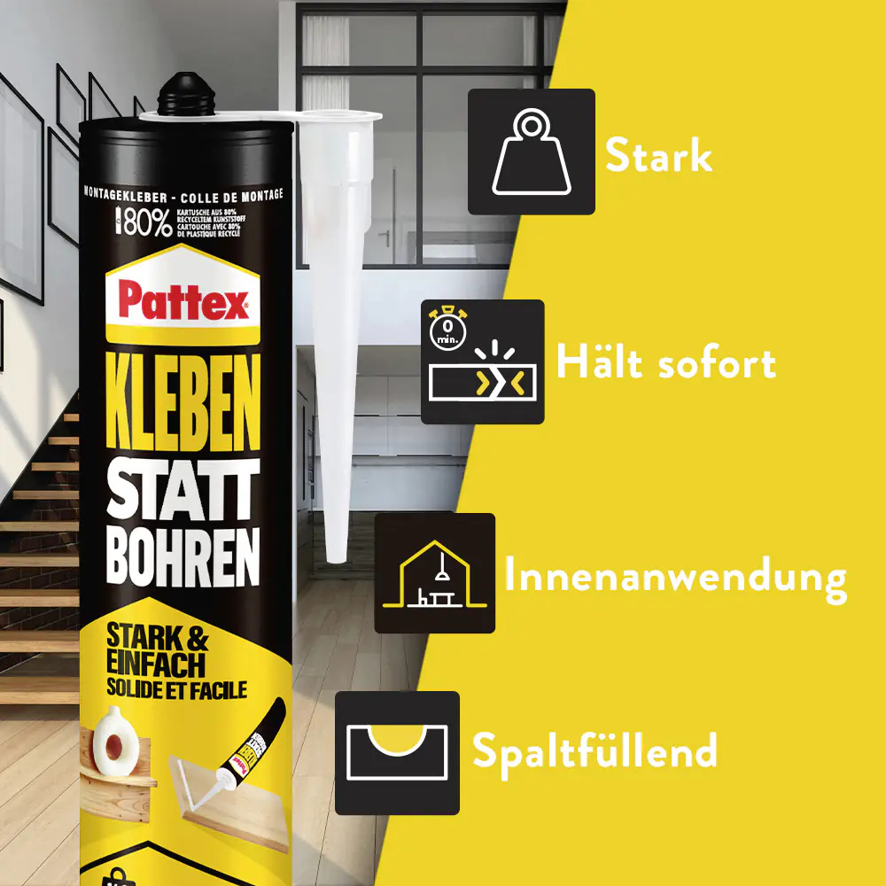 Pattex Kleben statt Bohren Montagekleber 400 g Kartusche, weiß