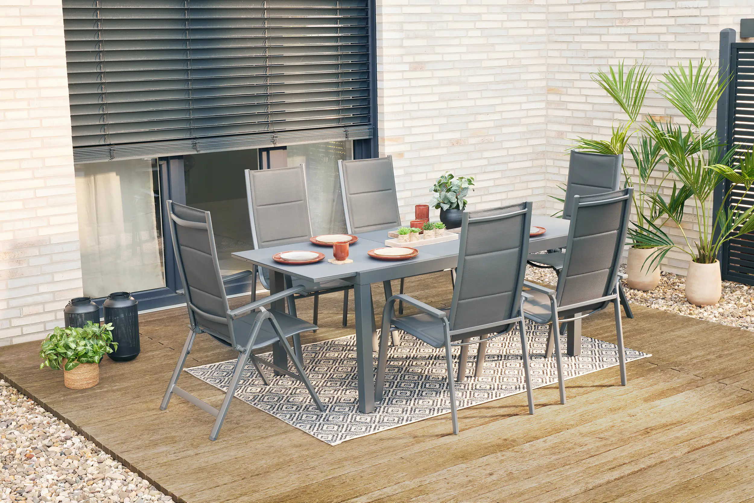 Primaster Gartentisch Fano 160/210 x 90 x 74 cm, rechteckig, anthrazit