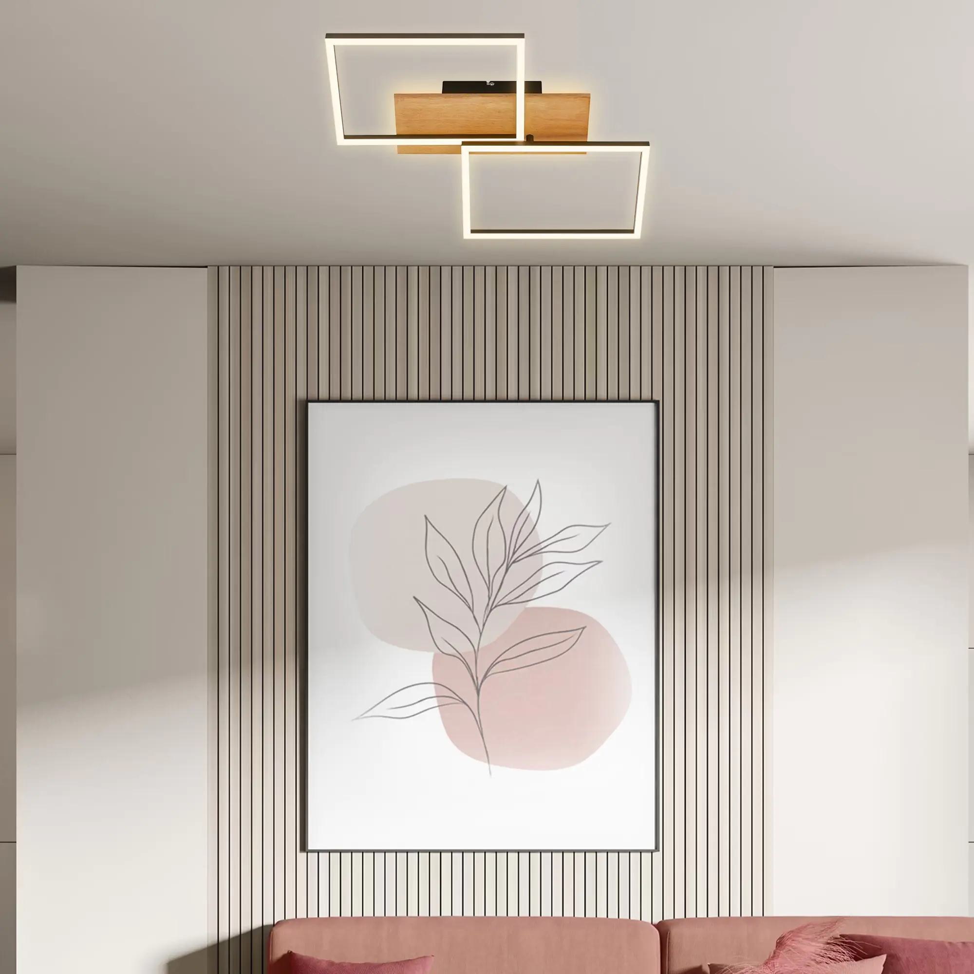 Di-Ka LED Deckenleuchte Frame 30W, 3300lm, 3000K, Holz, schwarz