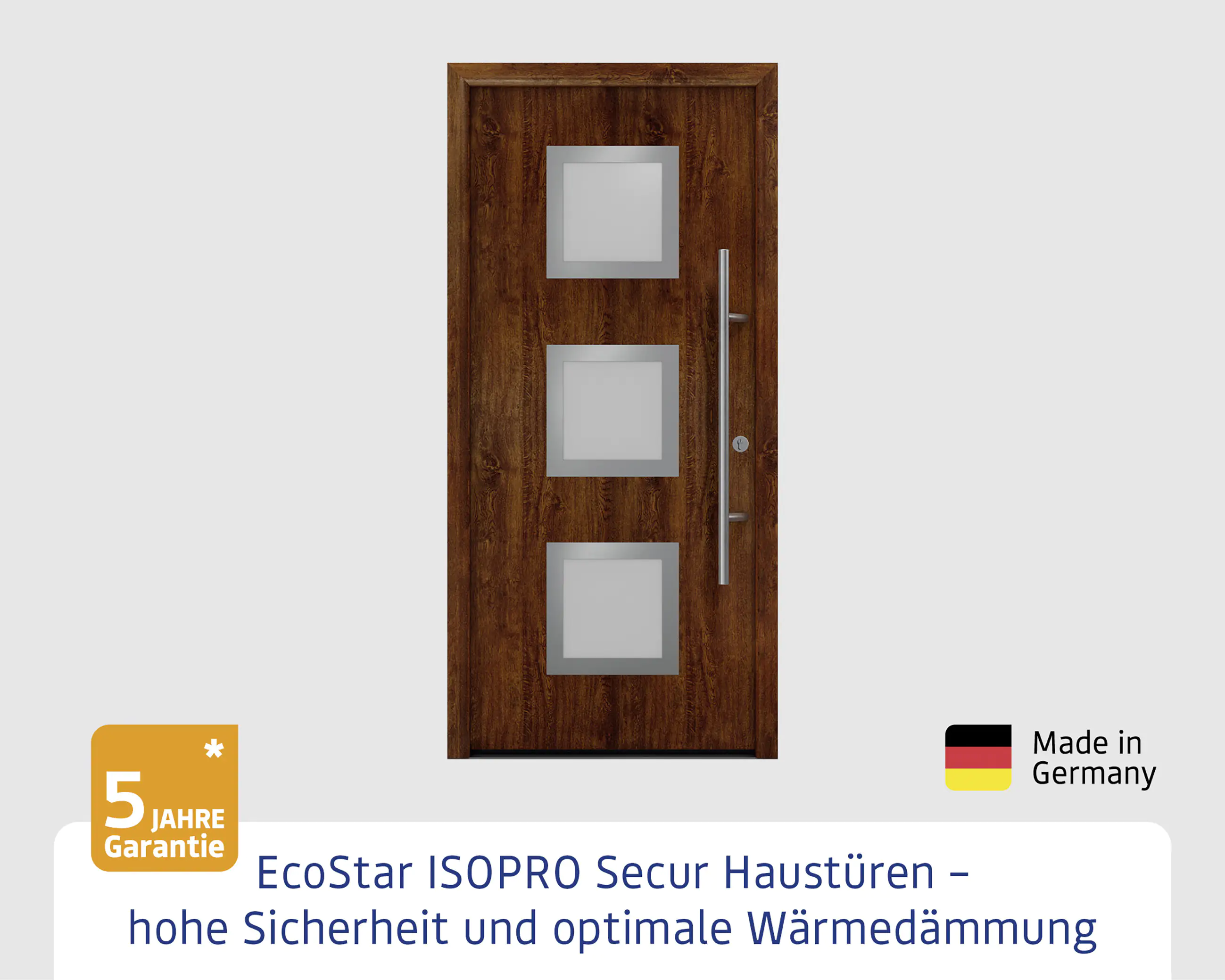 EcoStar Haustür ISOPRO Secur IPS 810S RC2 dark oak 110 x 210 cm