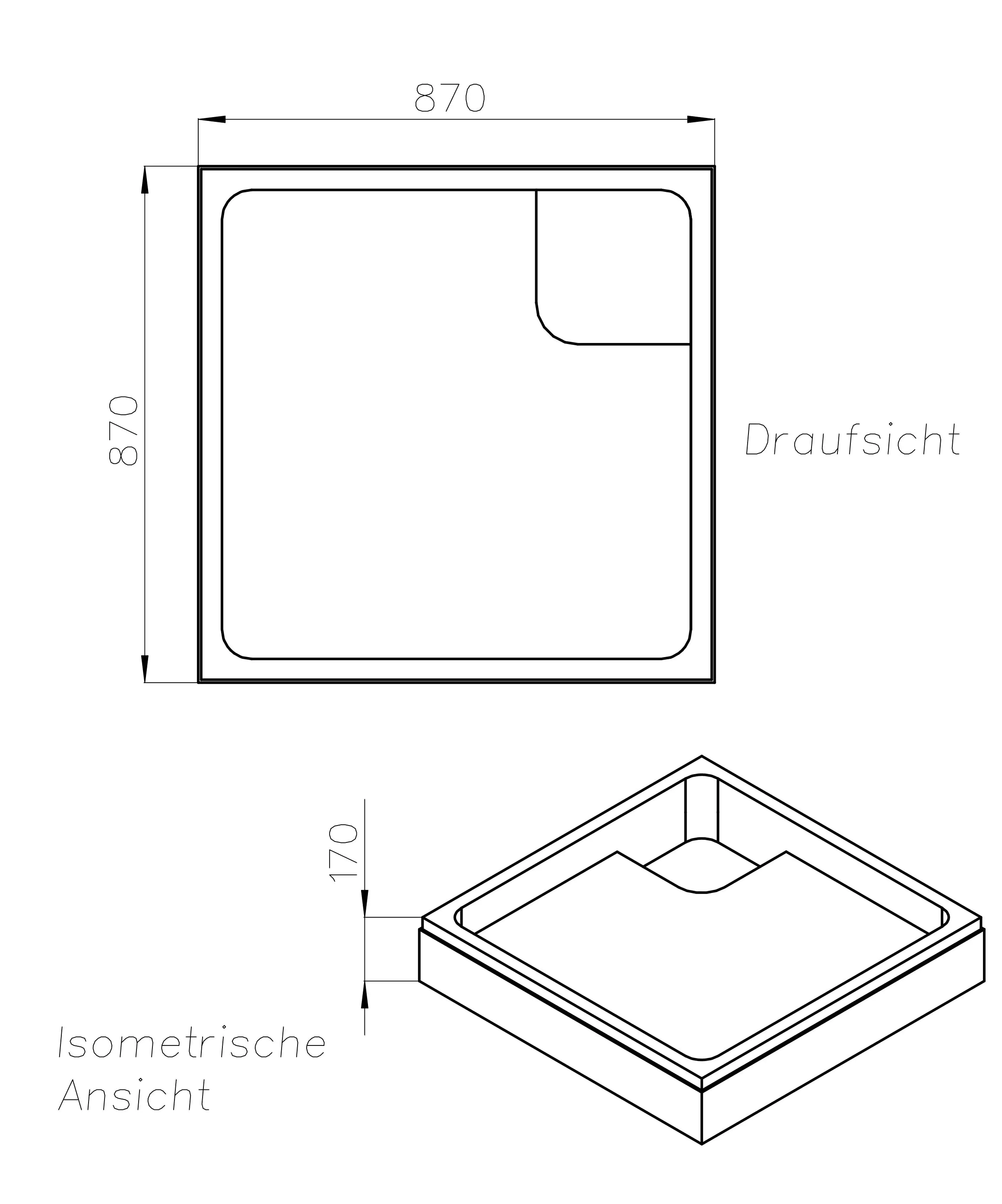 Ottofond Wannenträger Samos 870 x 870 mm