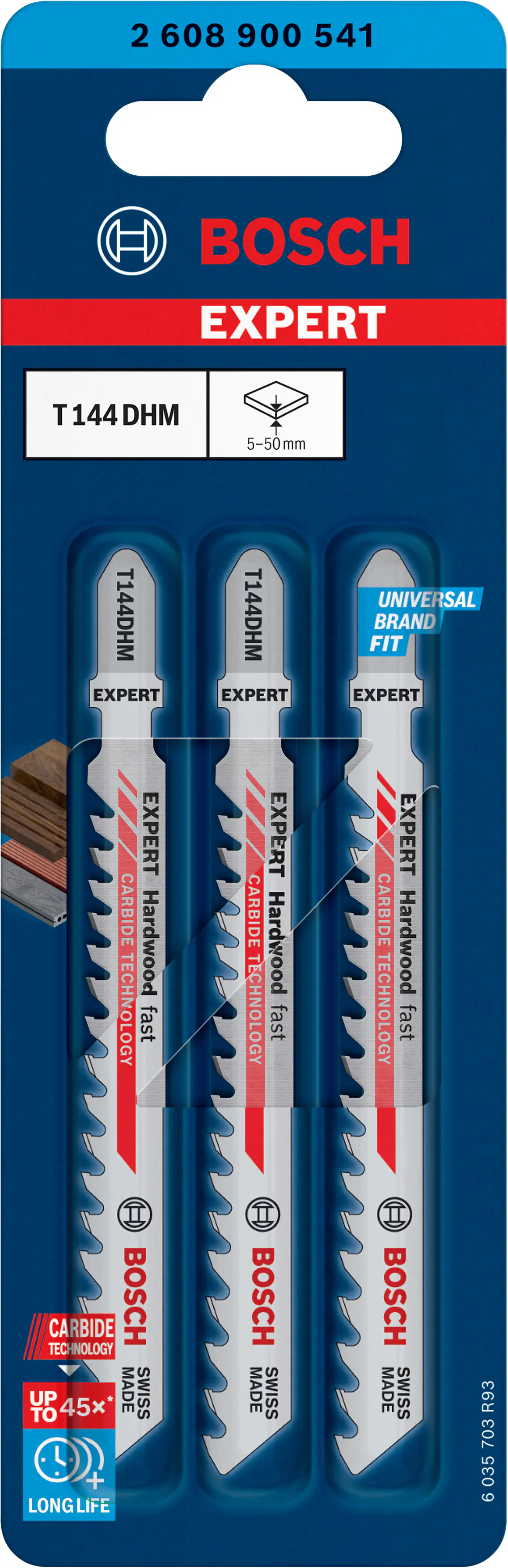 Bosch Stichsägeblätter Expert Hardwood Fast T 144 DHM 3 Stück