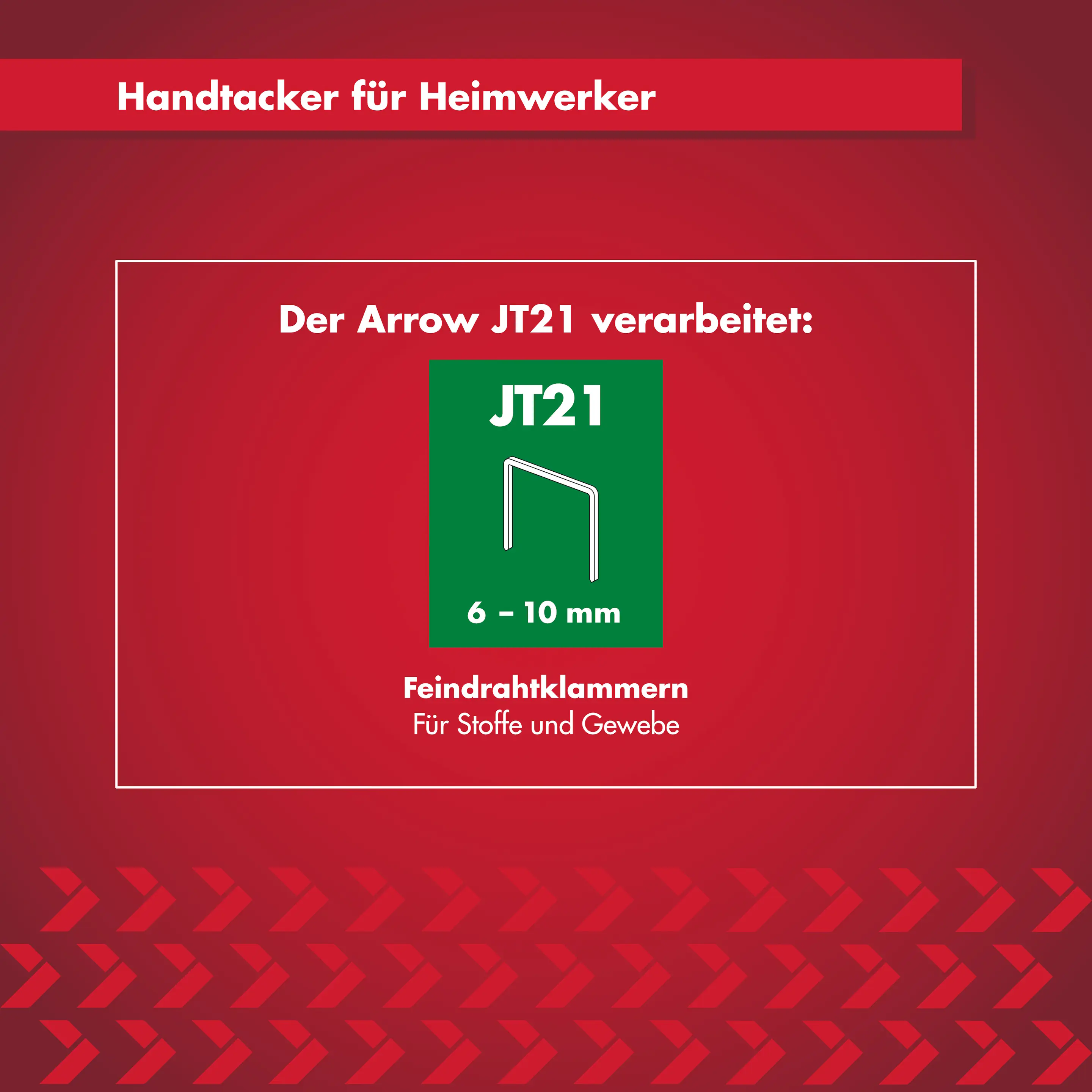 Arrow Handtacker JT21 für Feindrahtklammern - Set inkl. 1000 Feindrahtklammern