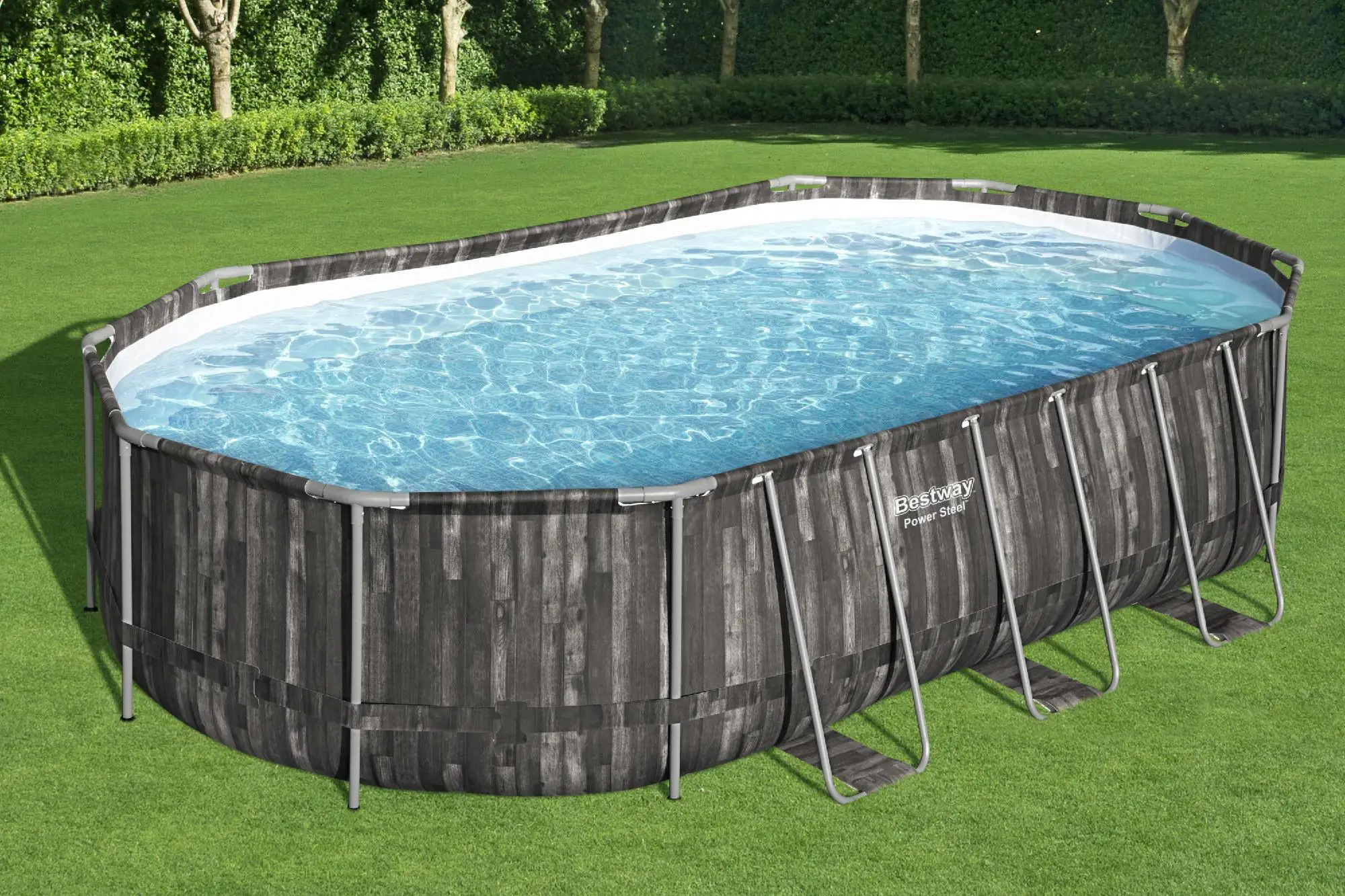 Bestway Power Steel Frame Pool Komplett-Set oval 610 x 366 x 122 cm