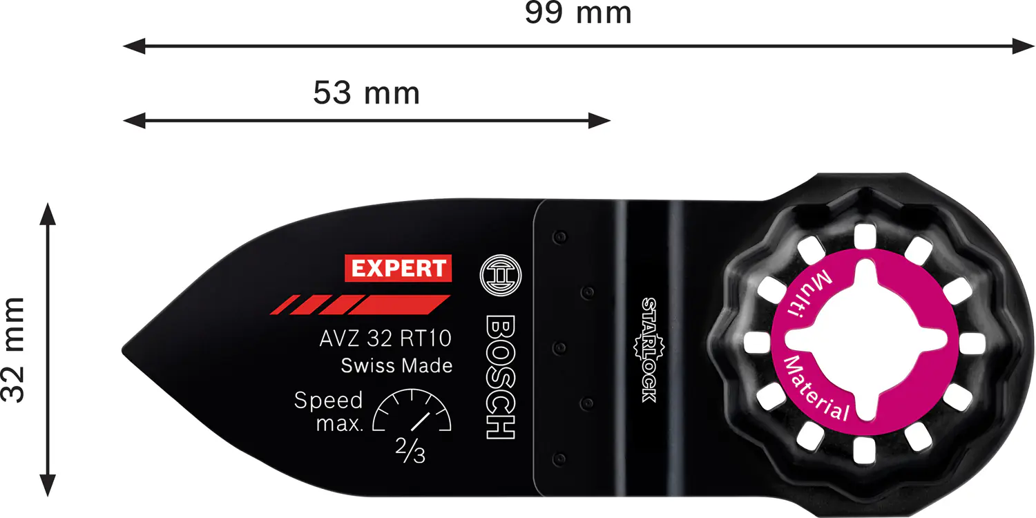 Bosch Expert Schleifplatte AVZ 32 RT10 für Multifunktionswerkzeuge 32 x 53 mm