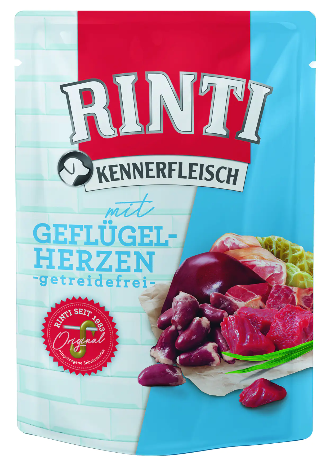 Rinti Kennerfleisch Hundenassfutter Adult getreidefrei 400 g Geflügelherzen