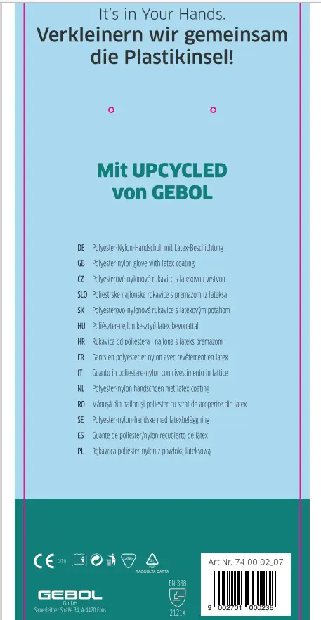 Gebol Handschuh Upcycled Sensitive hellblau  
