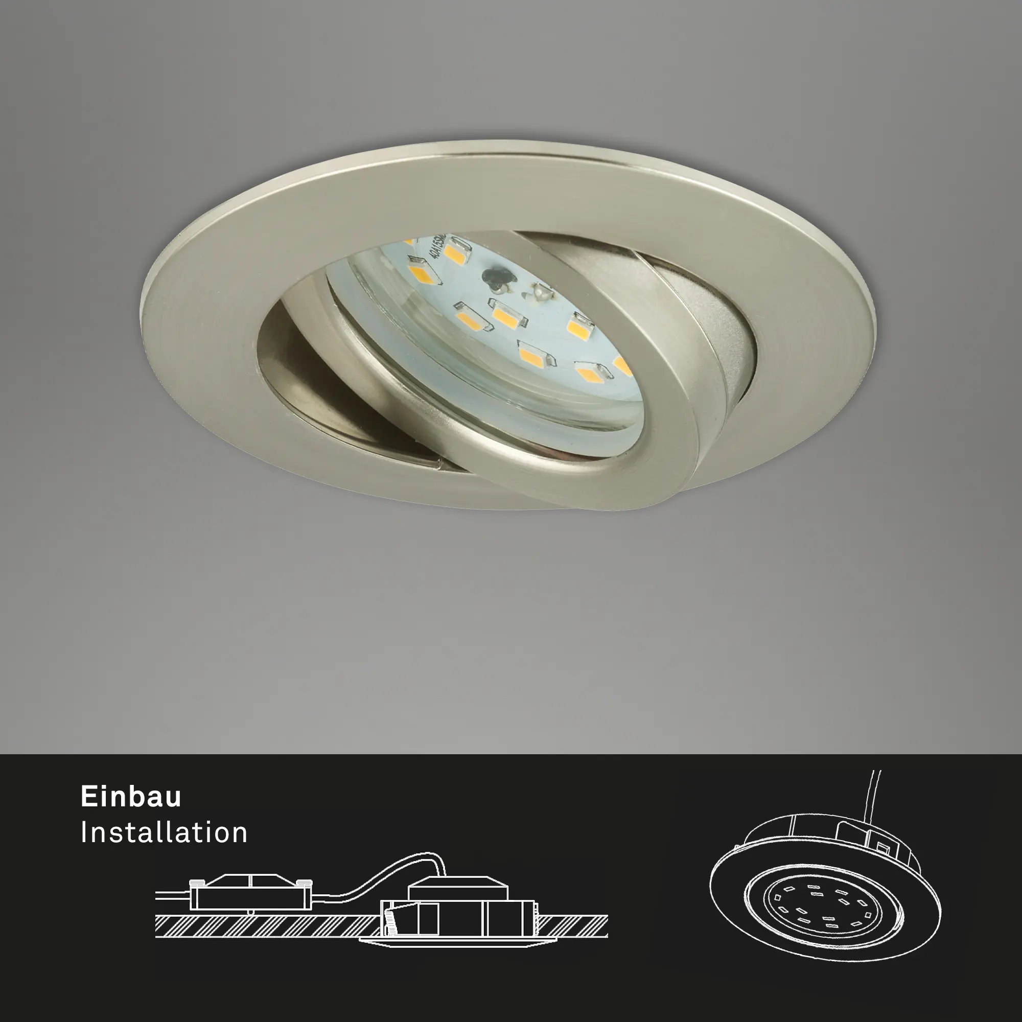 Briloner LED Einbauleuchten Attach 3er Pack, 5,5 W, warmweiß matt-nickel
