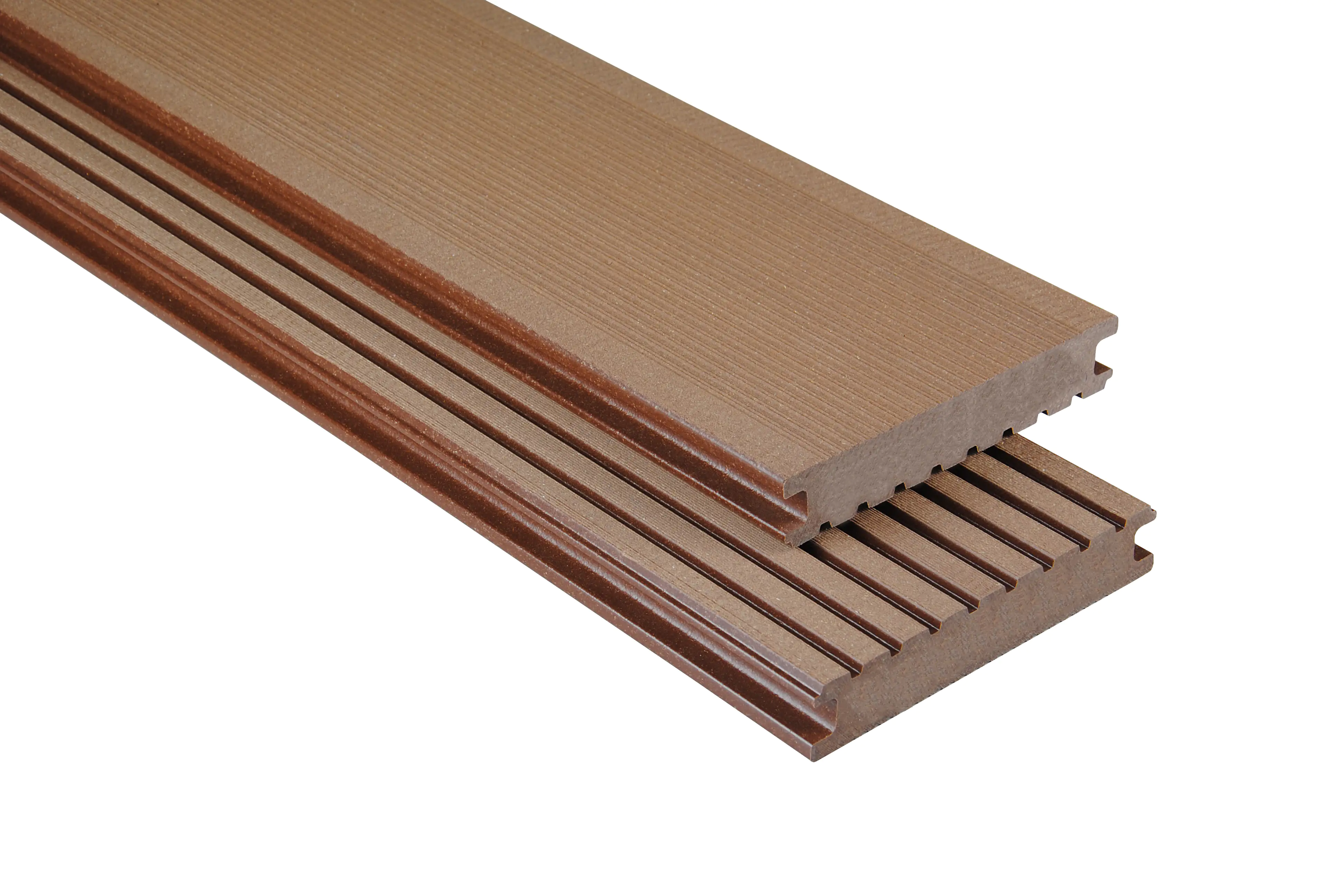 Kovalex Terrassendiele WPC Standard V 14,5 x 2,6 cm braun gebürstet Meterware