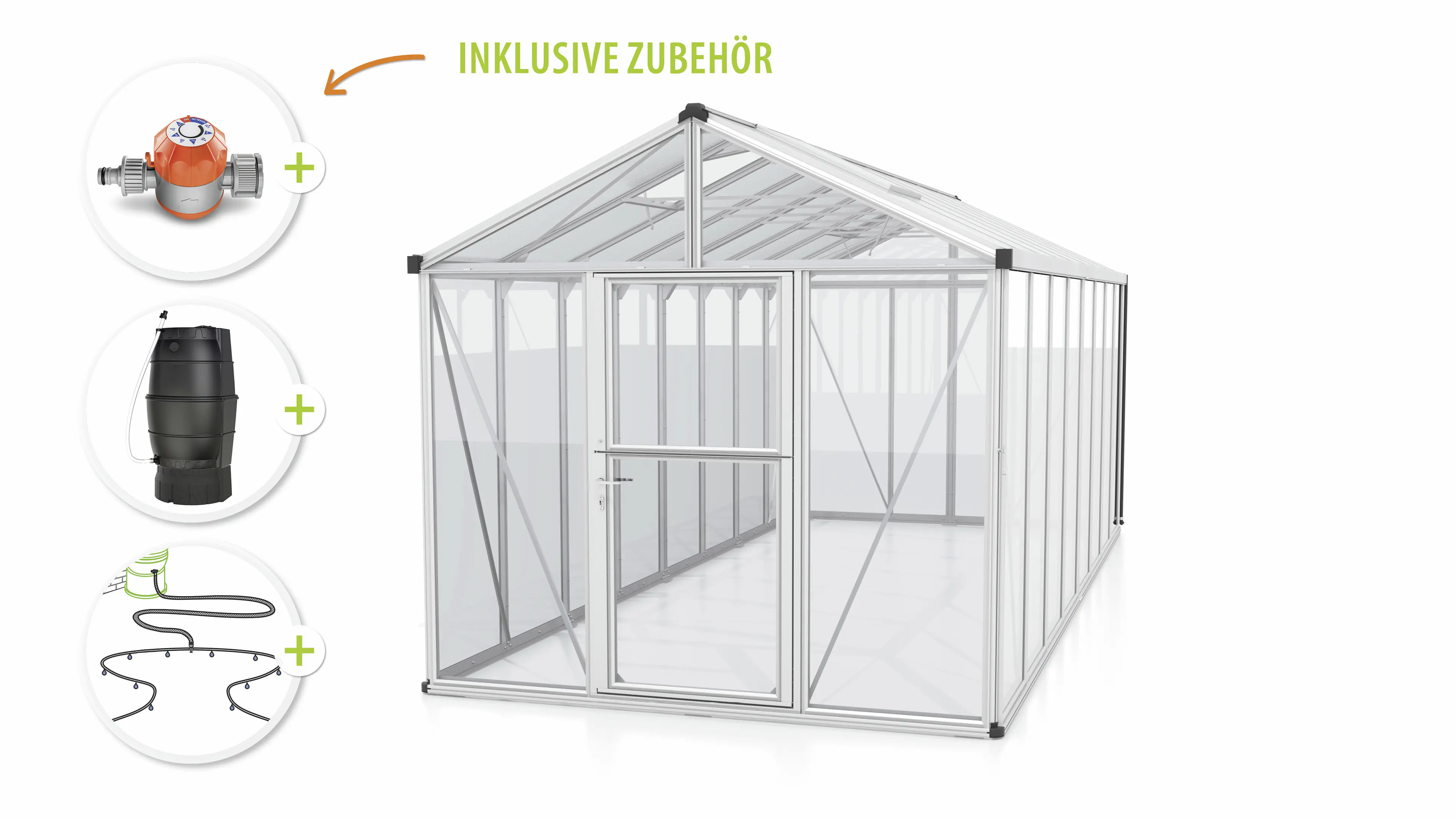 Vitavia Gewächshaus-Set Zeus 15700 ESG/HKP alu 266 x 621 cm 