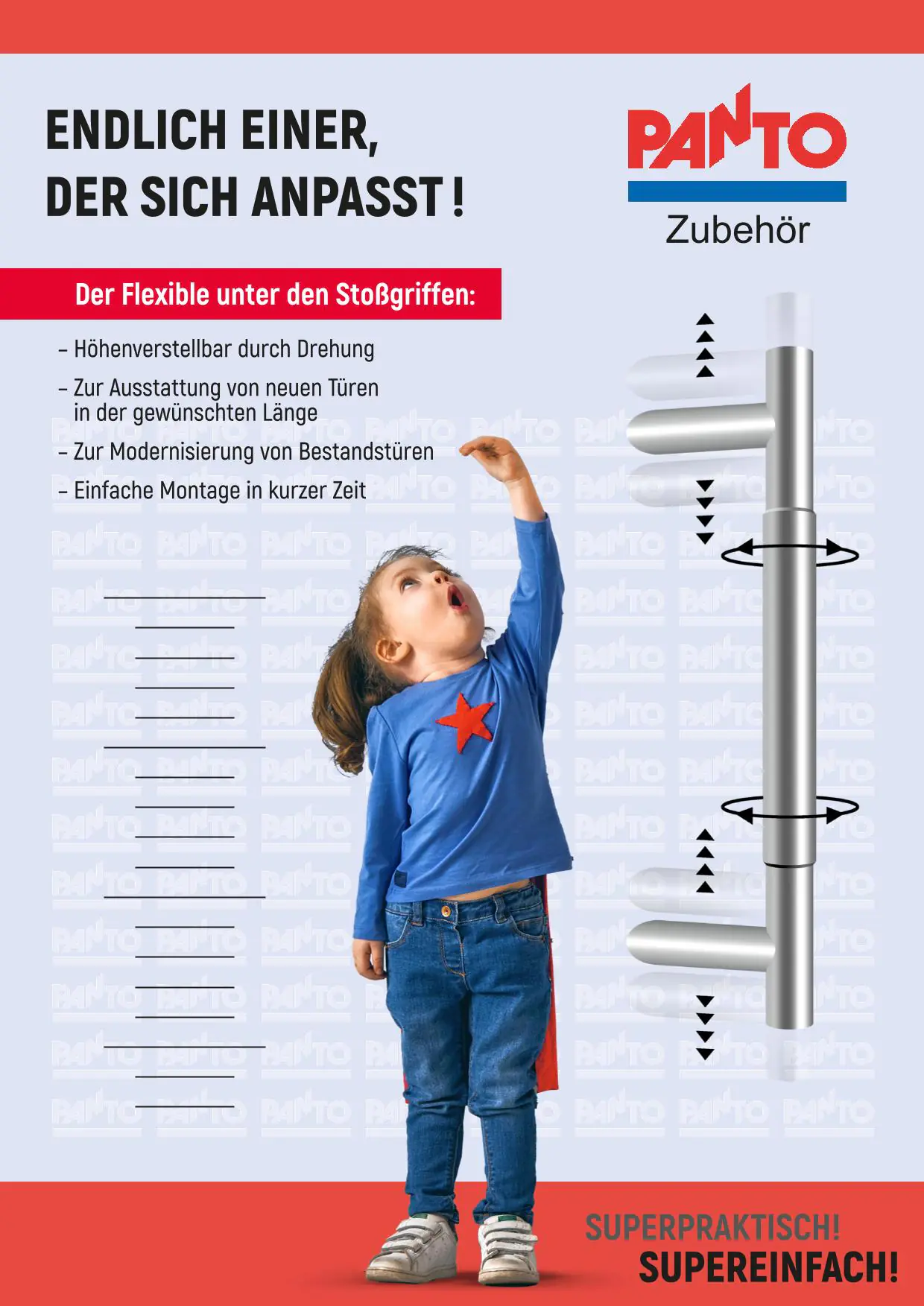 Panto Stoßgriff-Set Edelstahl 40 - 60 cm verstellbar
