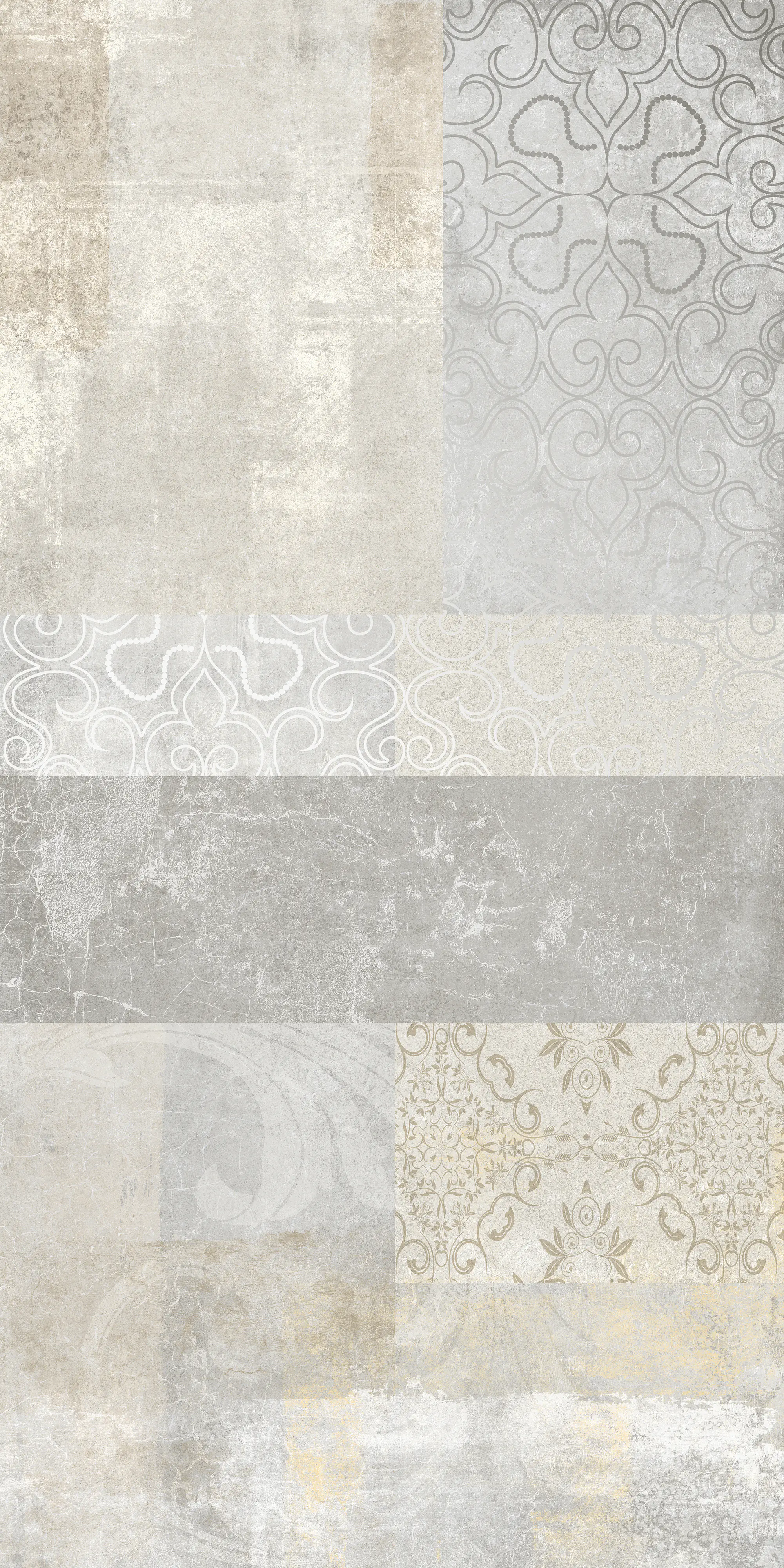 Bodenfliese Feinsteinzeug Decoro Barocco 60 x 120,2 cm beige-grau-anthrazit