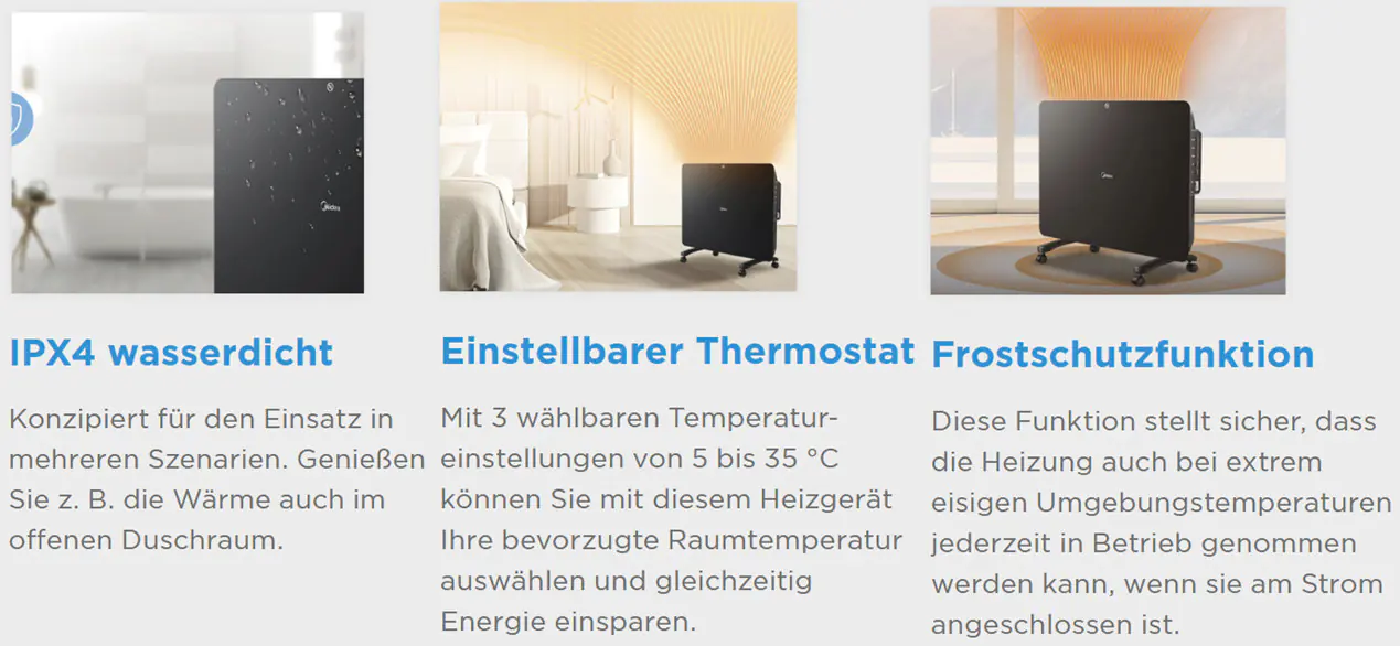 Midea Konvektor Heizgerät NDK15-15MR 3 Heizstufen 1500 Watt
