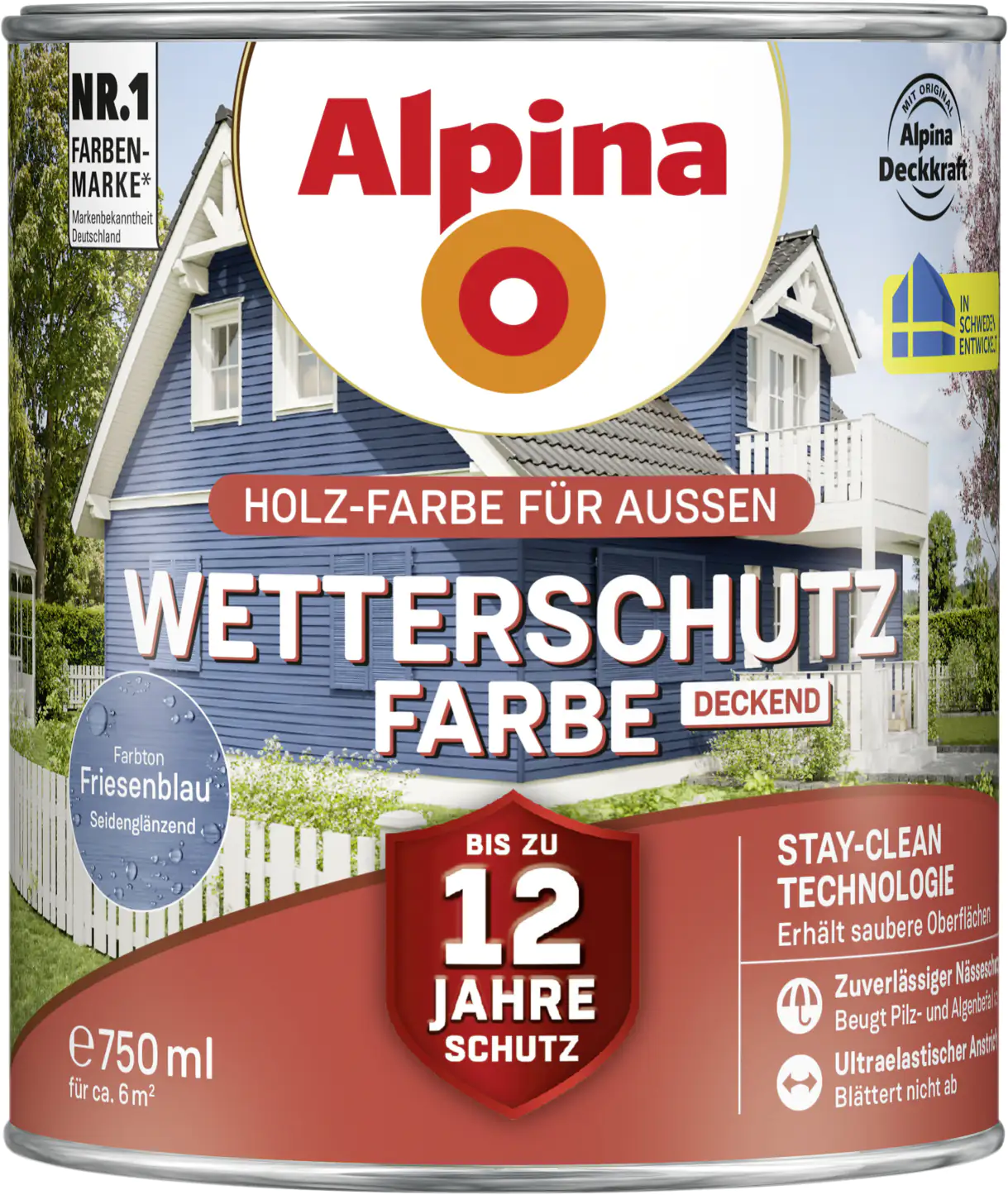 Alpina Wetterschutzfarbe 0,75 L friesenblau