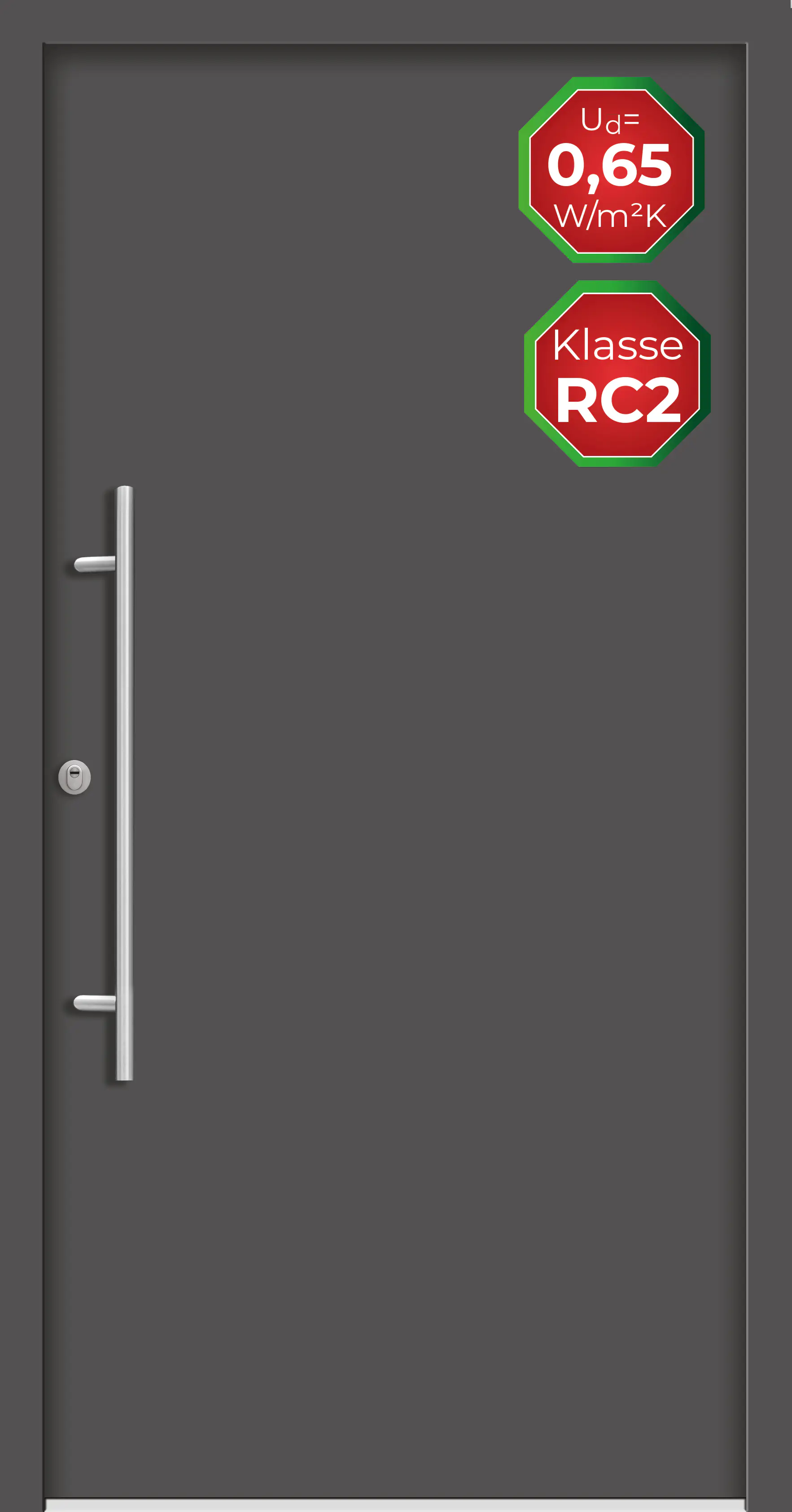 Splendoor Haustür Passivedoor Premium B05 RC2 Anthrazit DIN Links 100 x 210 cm