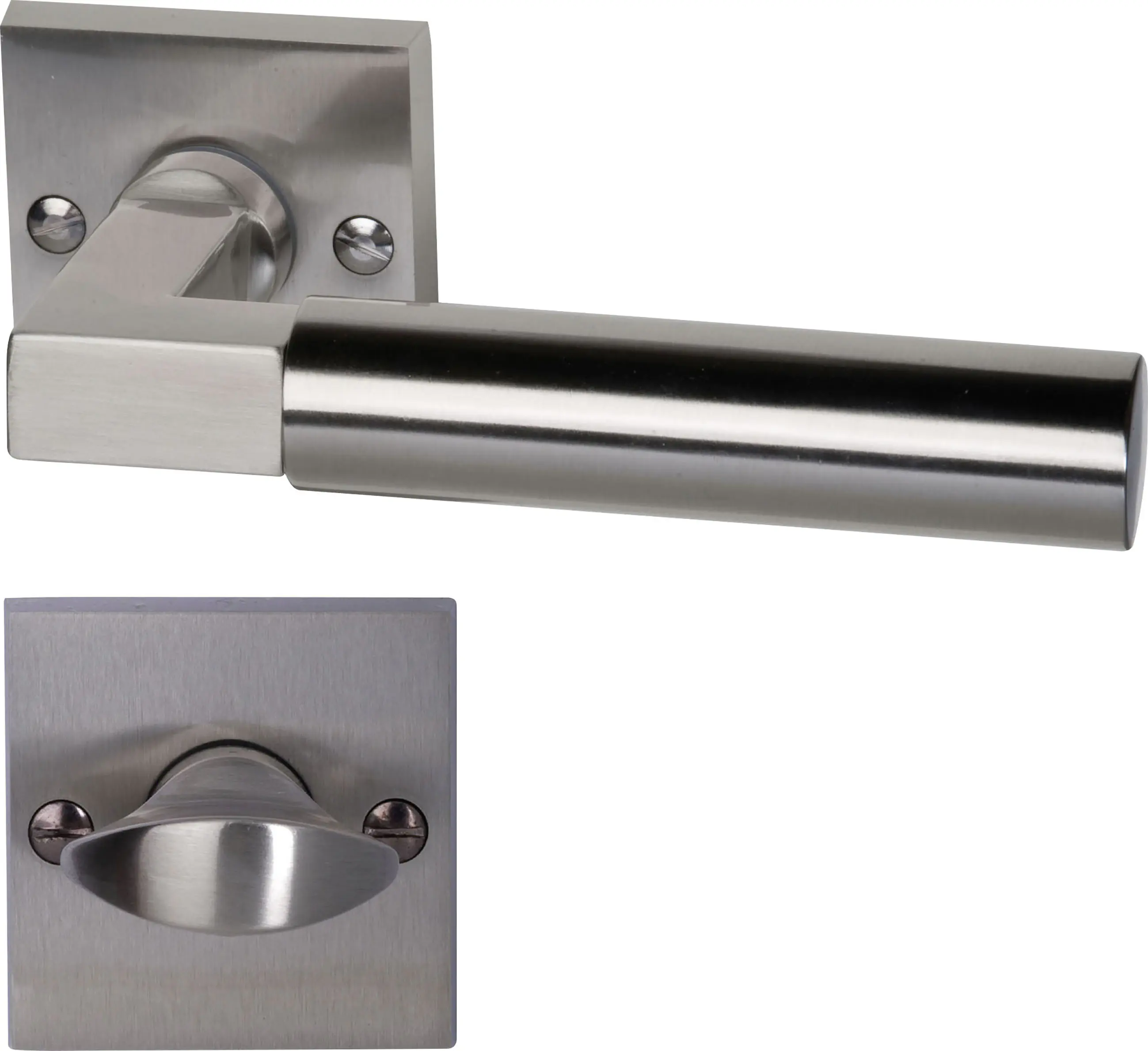 Südmetall WC-Türgriff-Garnitur Rosette Aida Messing satiniert silber 52 x 52 mm