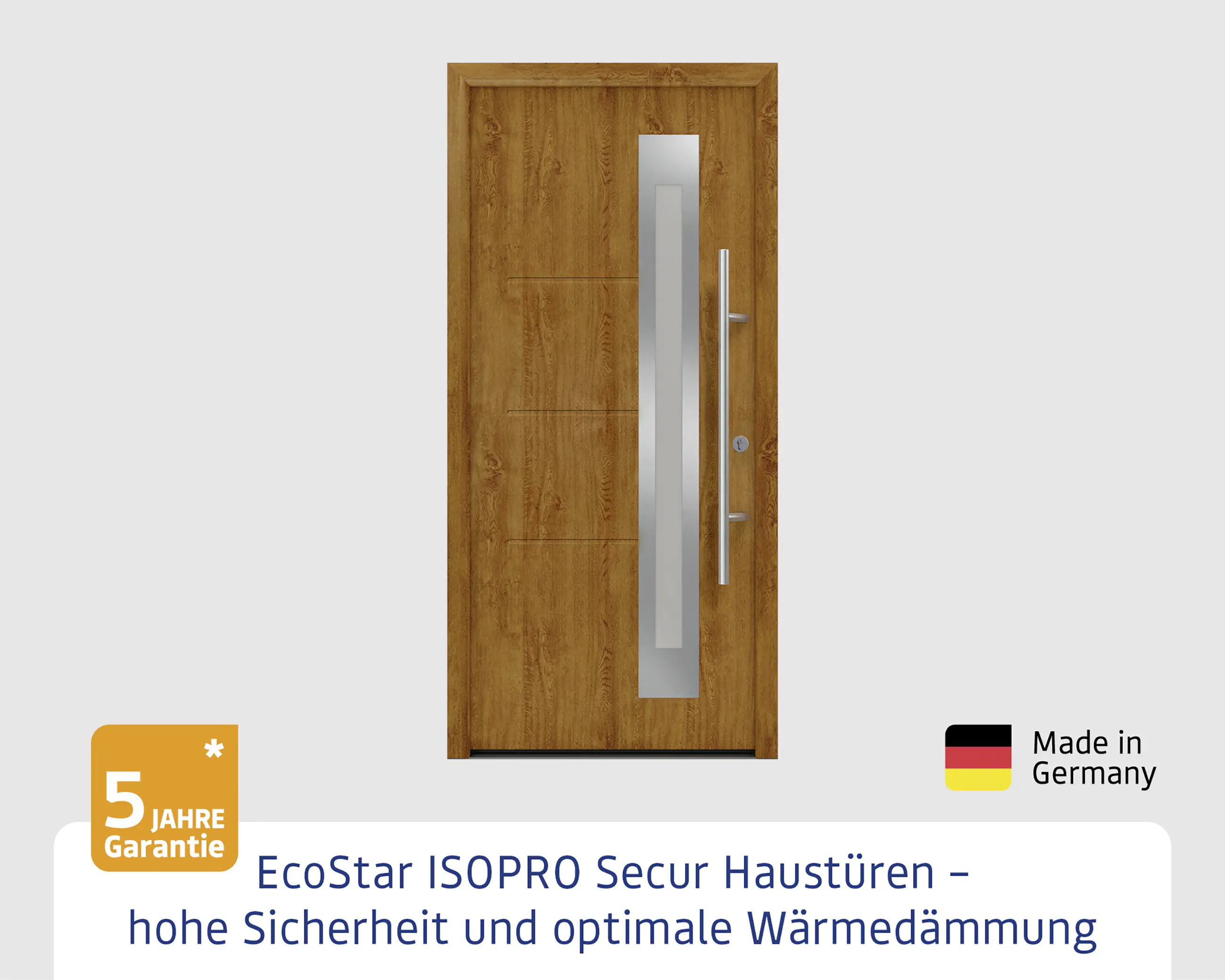 EcoStar Haustür ISOPRO Secur IPS 780S RC2 golden oak 110 x 210 cm