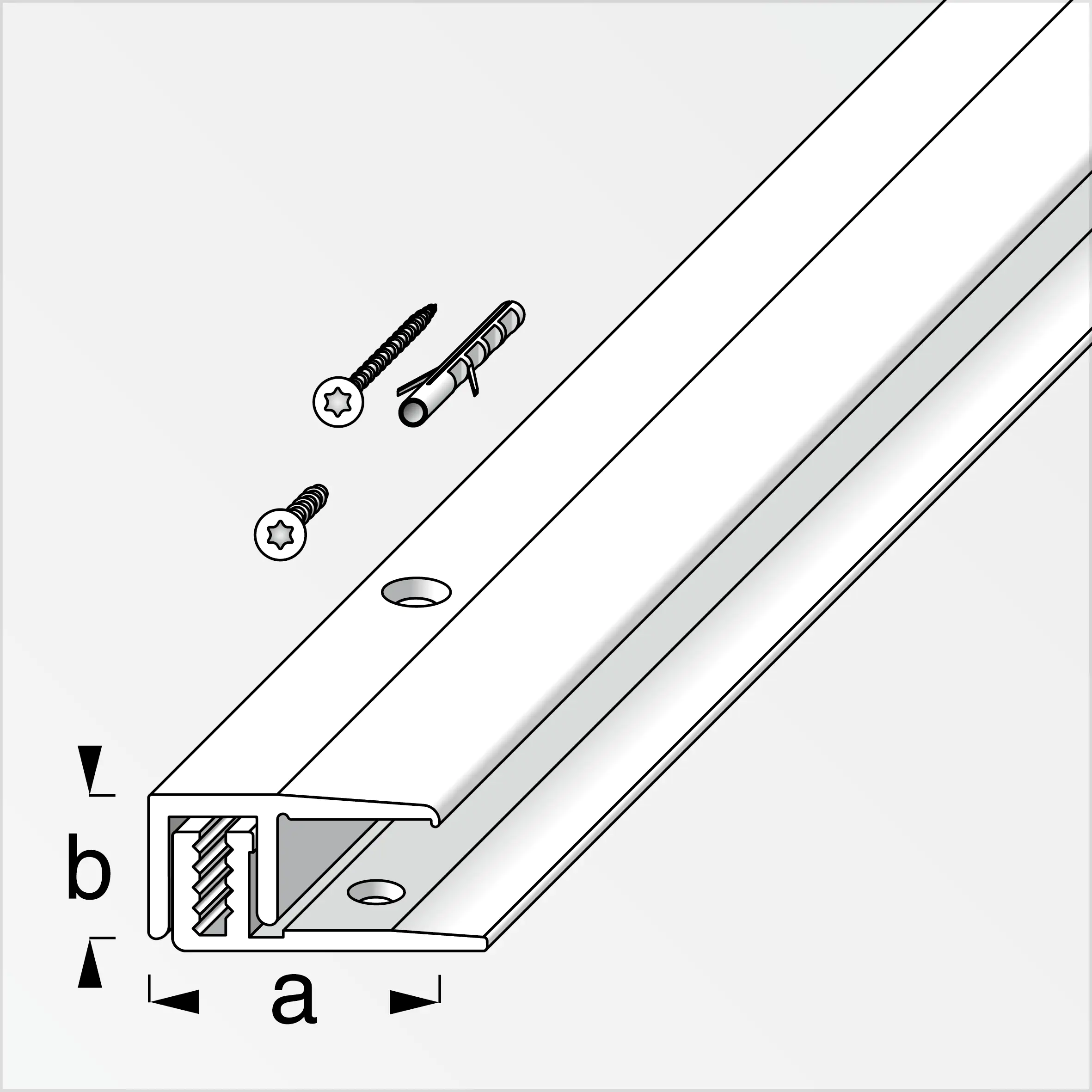 alfer Abschluss- + Träger- 1 m, 21 x 10.5 x 7 - 15 mm Alu eloxiert