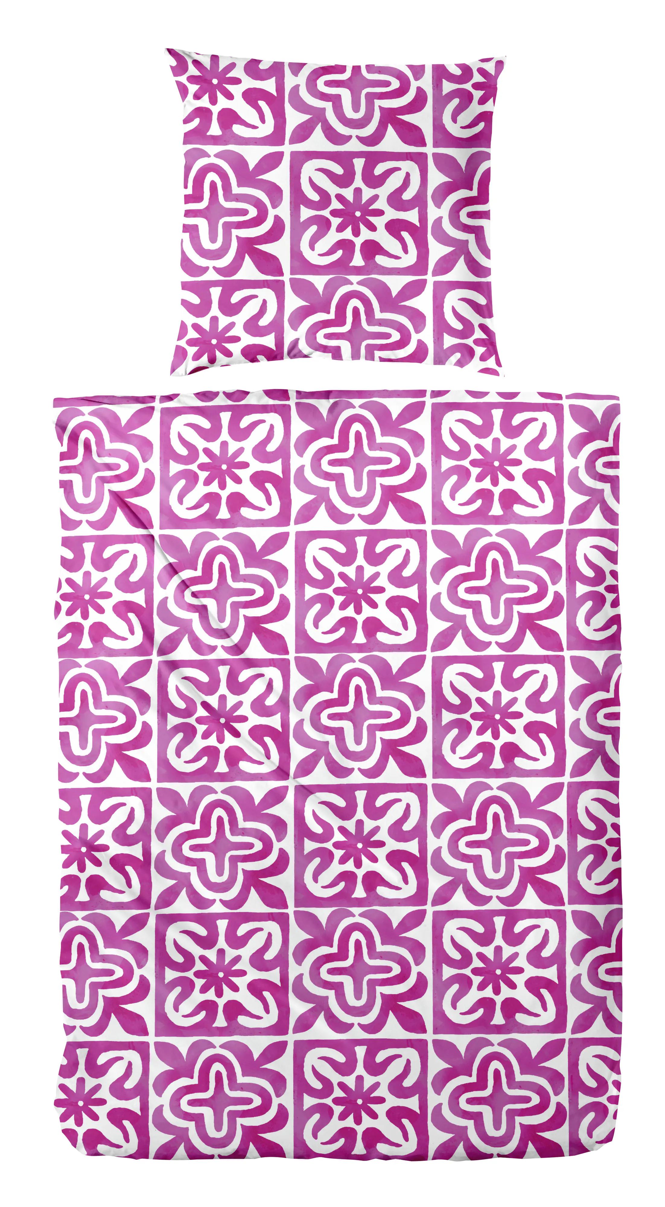 Bettwäsche Renforce Grafisch pink 135 x 200 cm