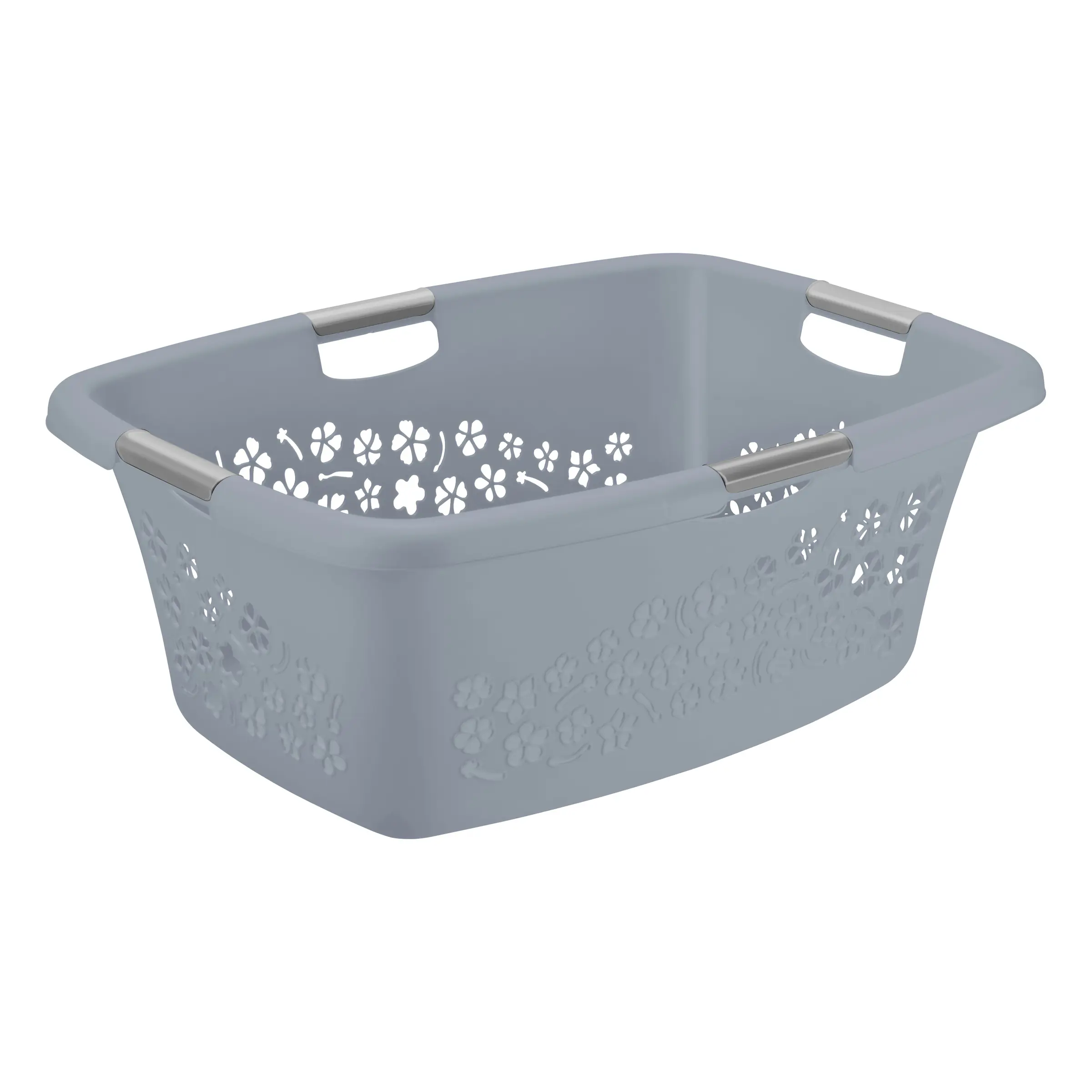 Rotho Wäschekorb Flowers 50 L misty blau