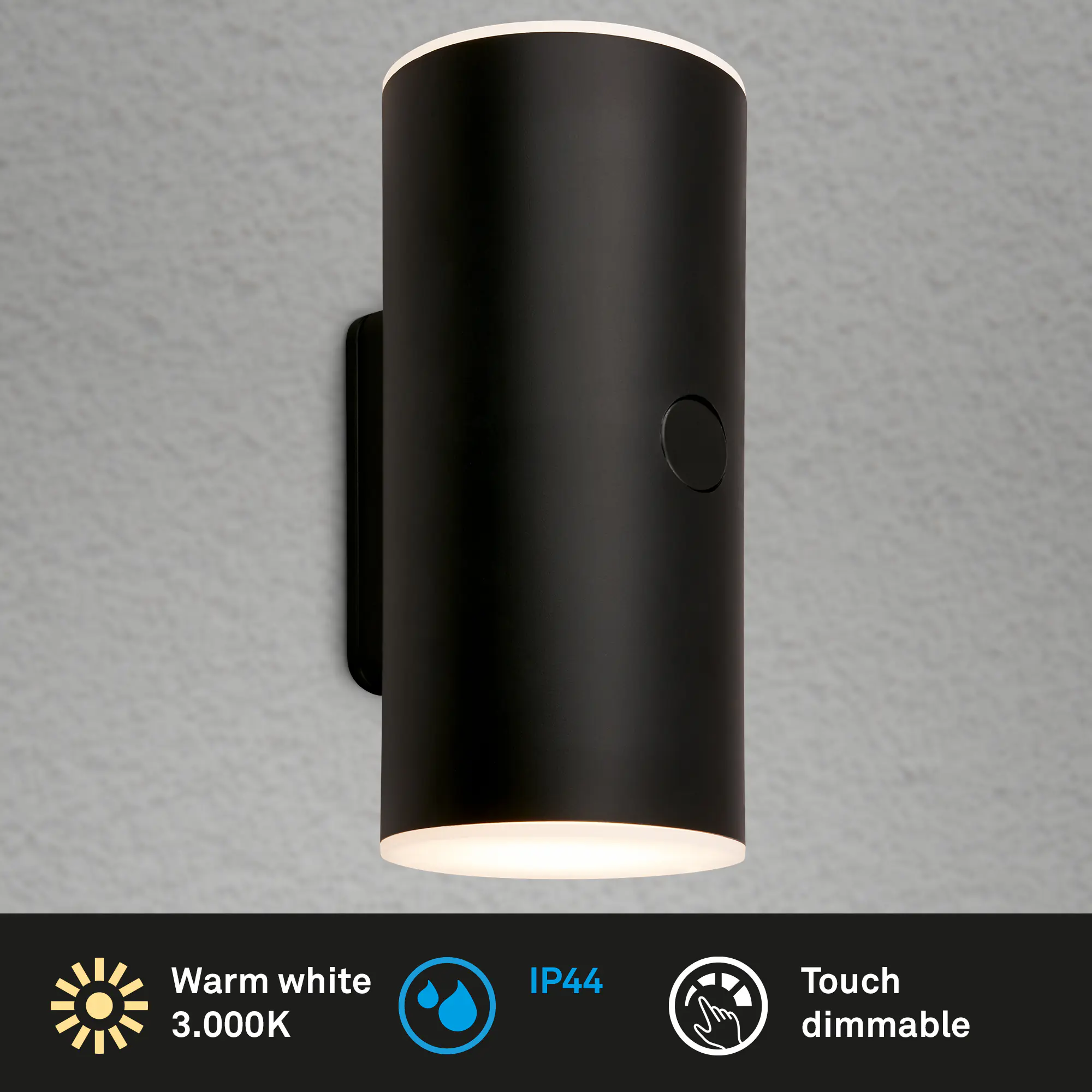 Briloner LED Akku-Außenwandleuchte Lima 6W schwarz dimmbar warmweiß