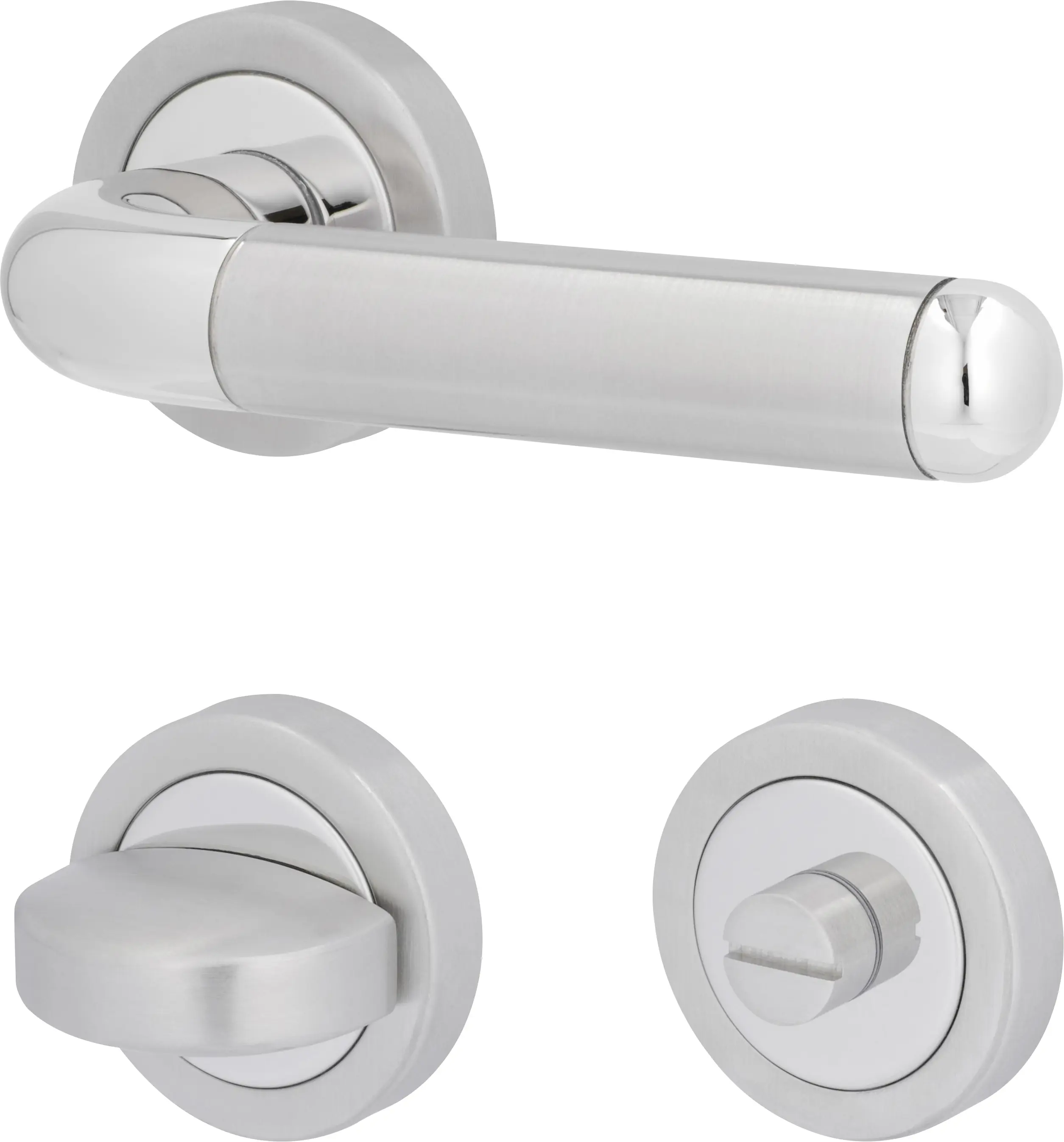 Südmetall WC-Türgriff-Garnitur Rosette Fair VI Edelstahl poliert/satiniert silber Ø 52 mm