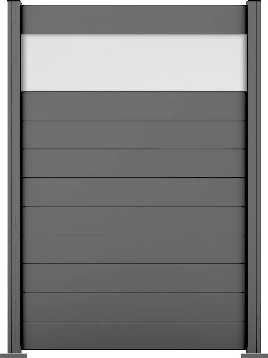 Ambiente Alu-Zaun Grundset Paneel 150 grau 187 x 124,2 cm  