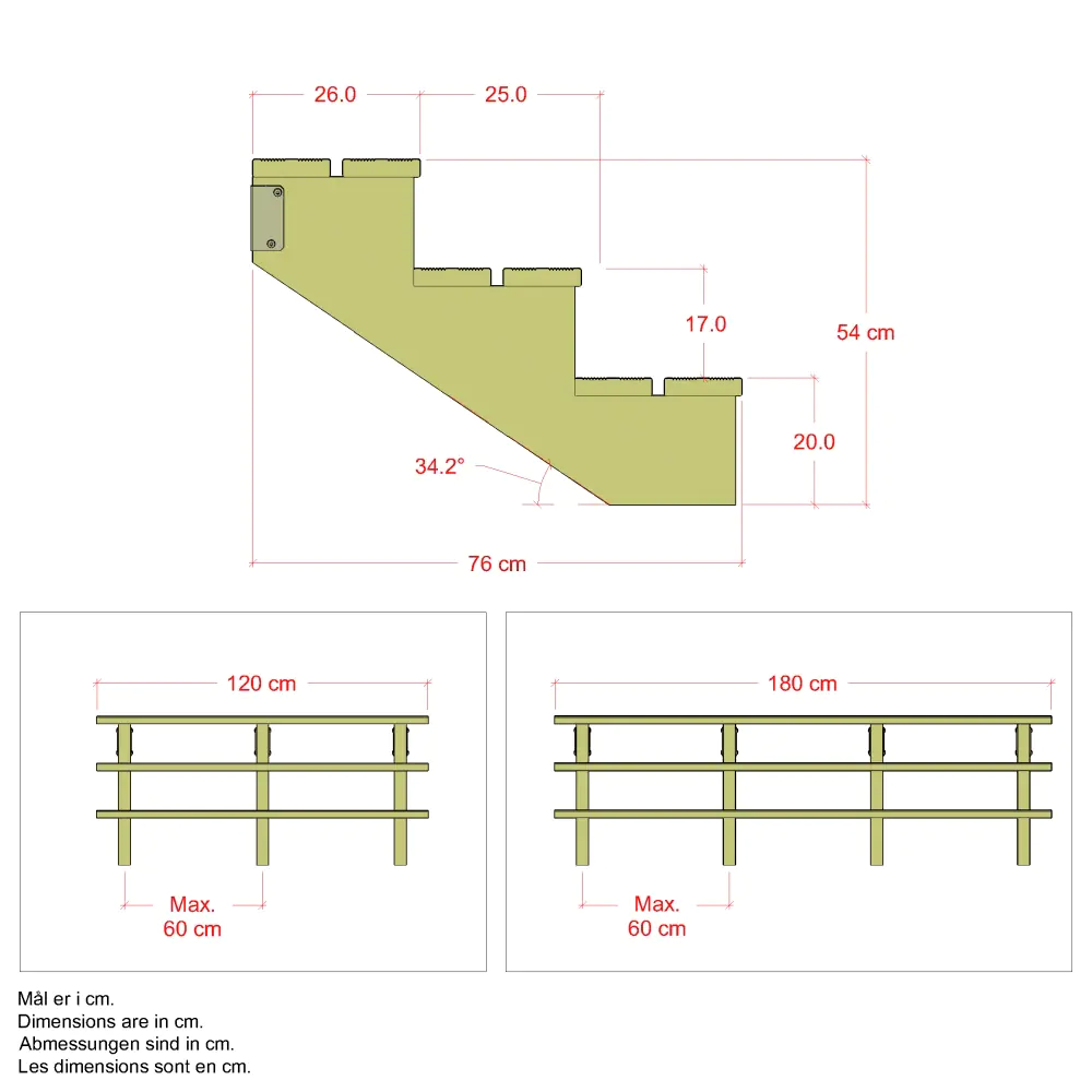 Plus Außentreppe Kiefer 3 Stufen 180 cm breit
